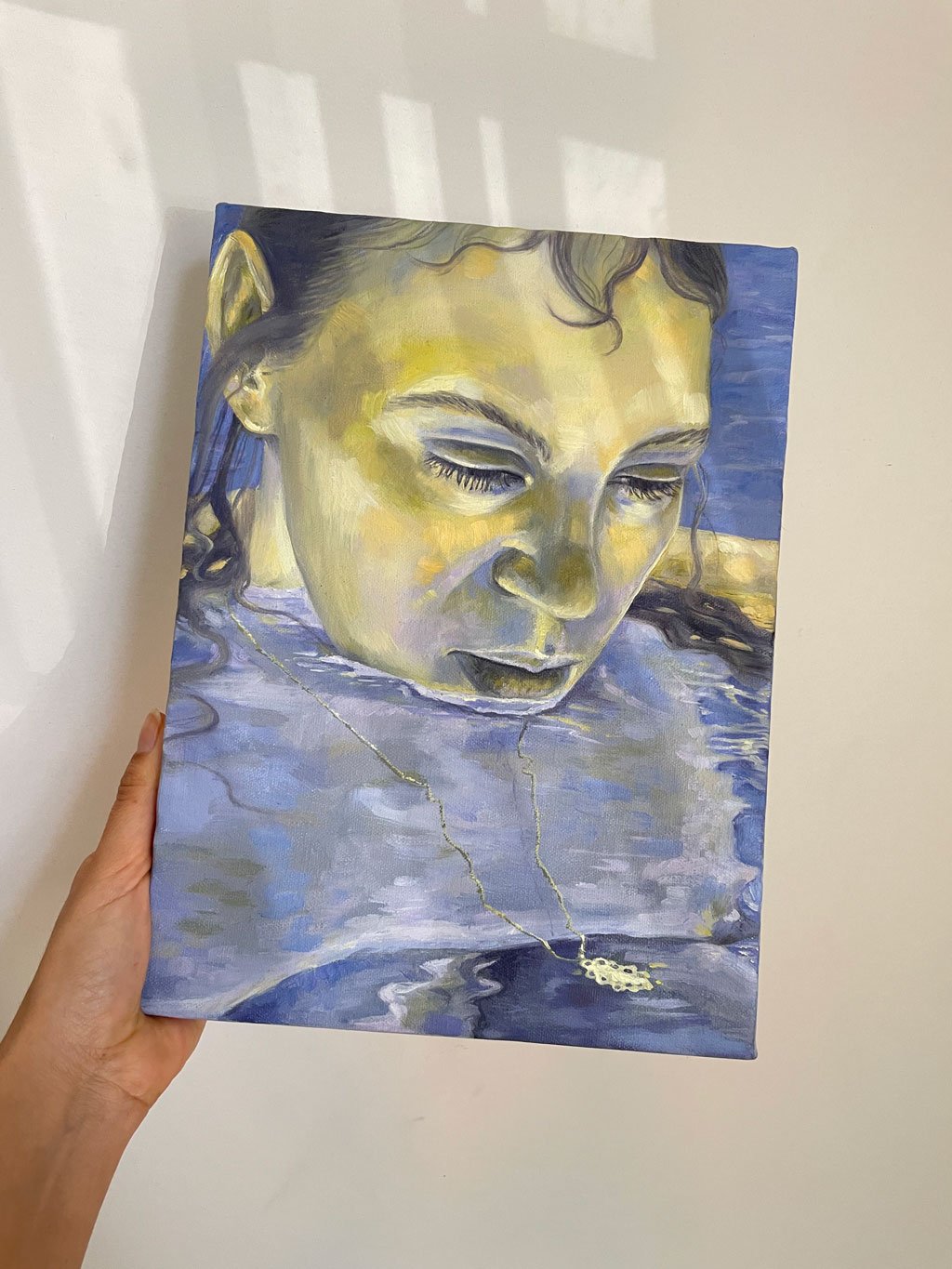 Dypthic "¿Un tronco o una anguila?" oil painting on canvas. Year: 2023. Dimensions: 30cm x 20 cm. Unframed Price: $350