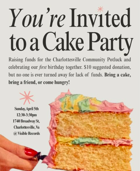 C'ville Community Potluck: CAKE PARTY!