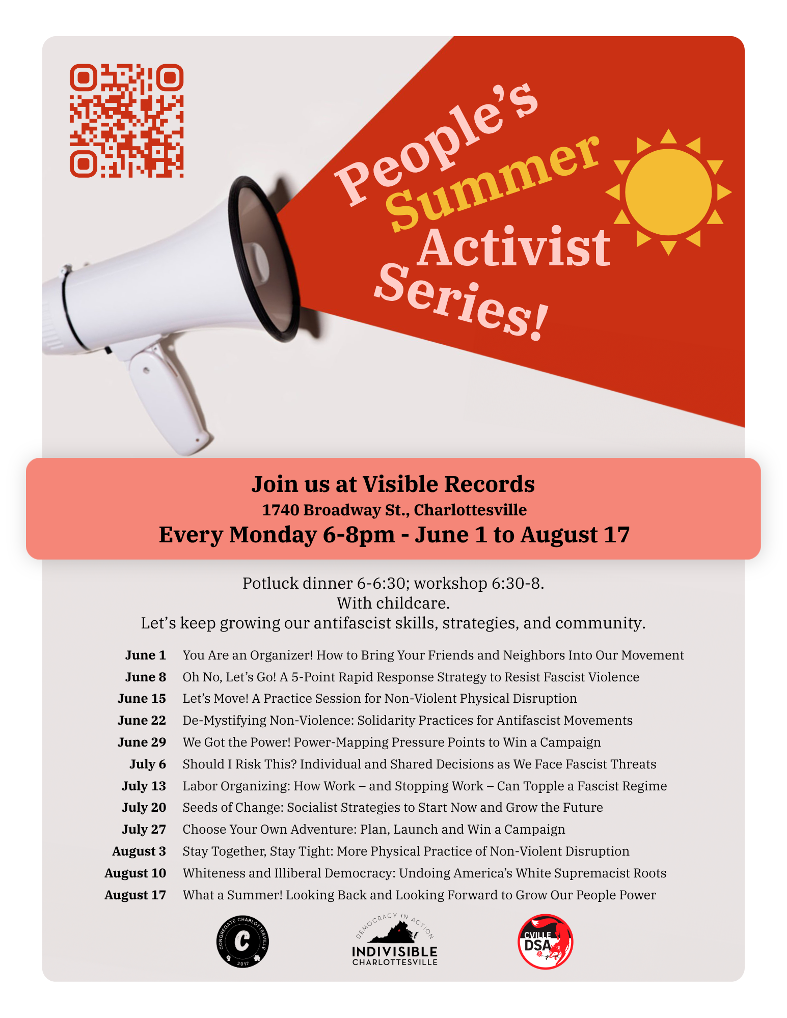  People's Summer Activist Series Schedule &amp; Topics