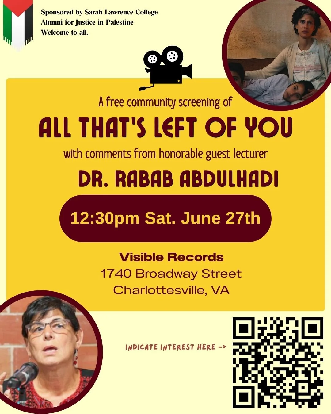Fundraiser for Palestine: Film Screening &amp; Lecture