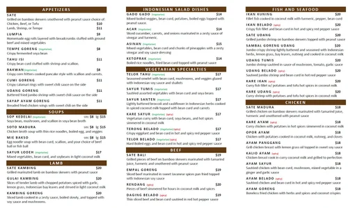 Menu — Java Indonesian Restaurant