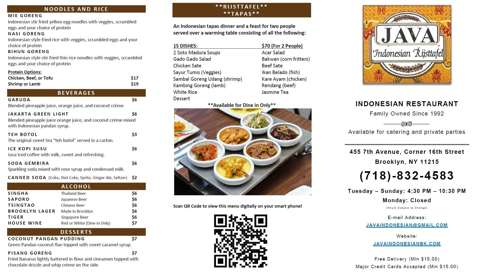 Menu — Java Indonesian Restaurant
