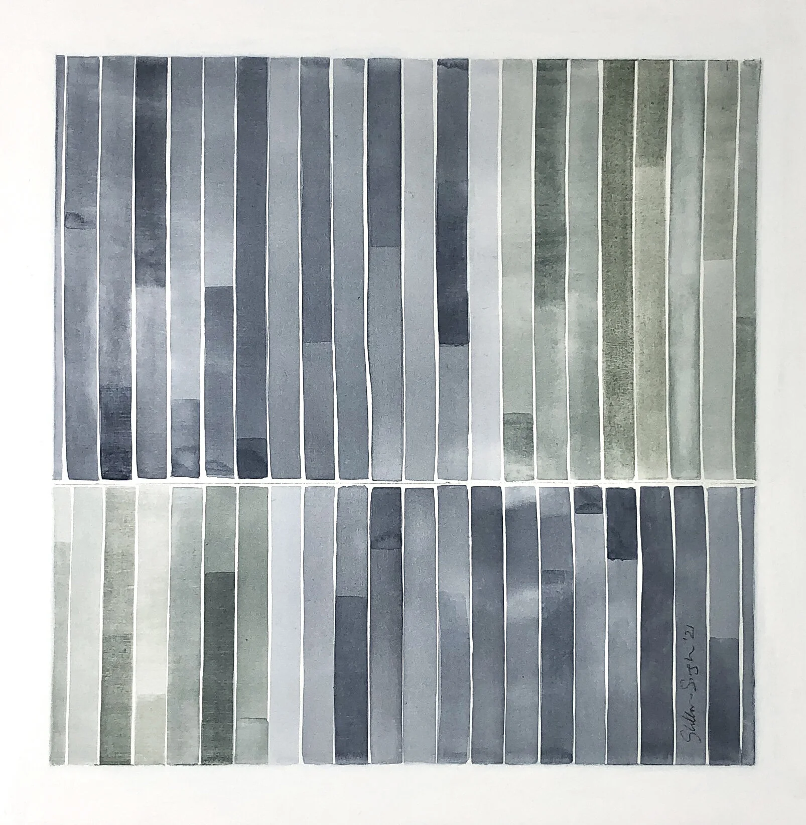 At Sea | 2020 | 12"x12" | watercolor, graphite and cold wax on paper mounted on board | sold, private collection