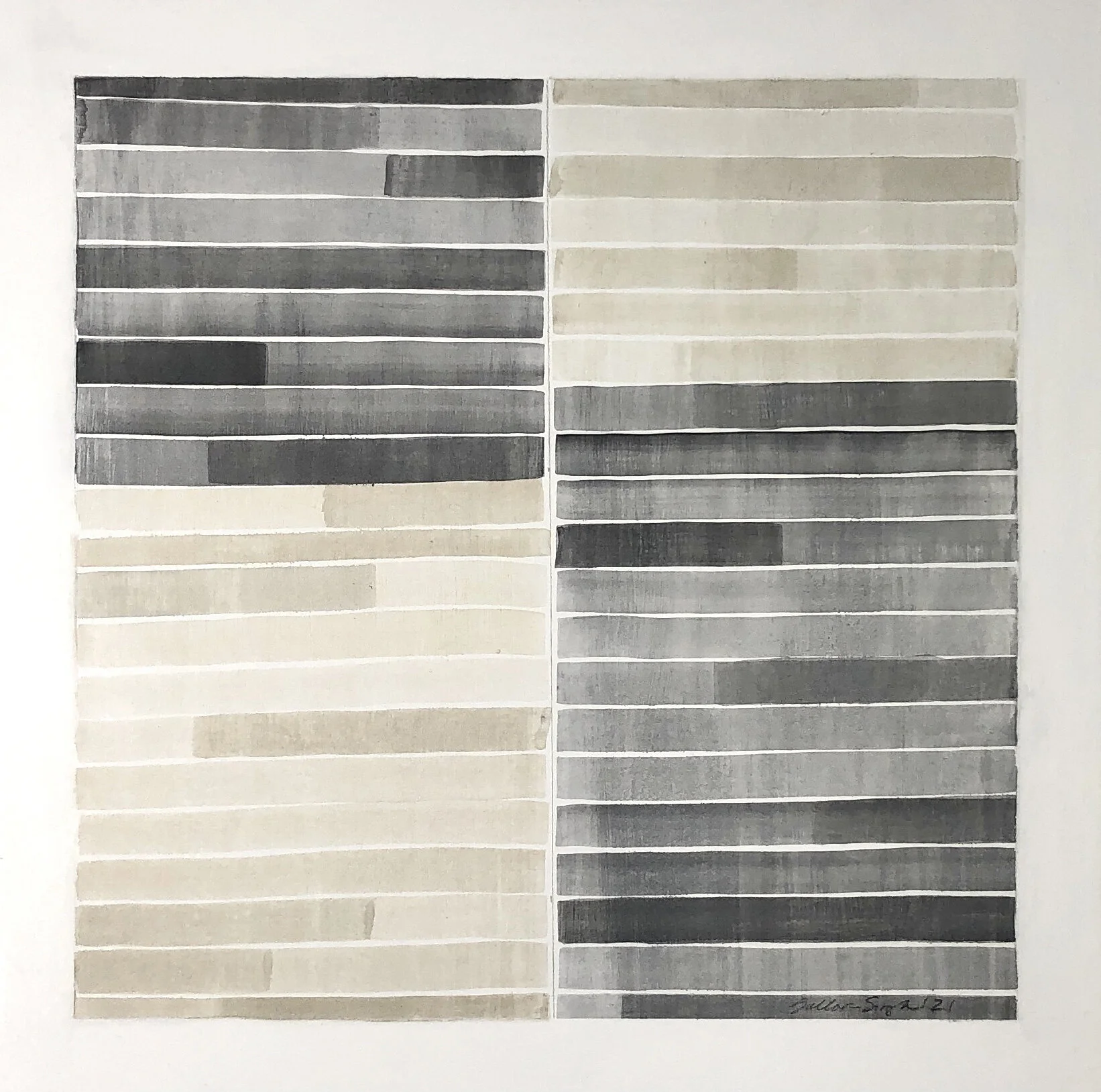 Sand | 2020 | 12"x12" | watercolor, graphite and cold wax on paper mounted on board | sold, private collection