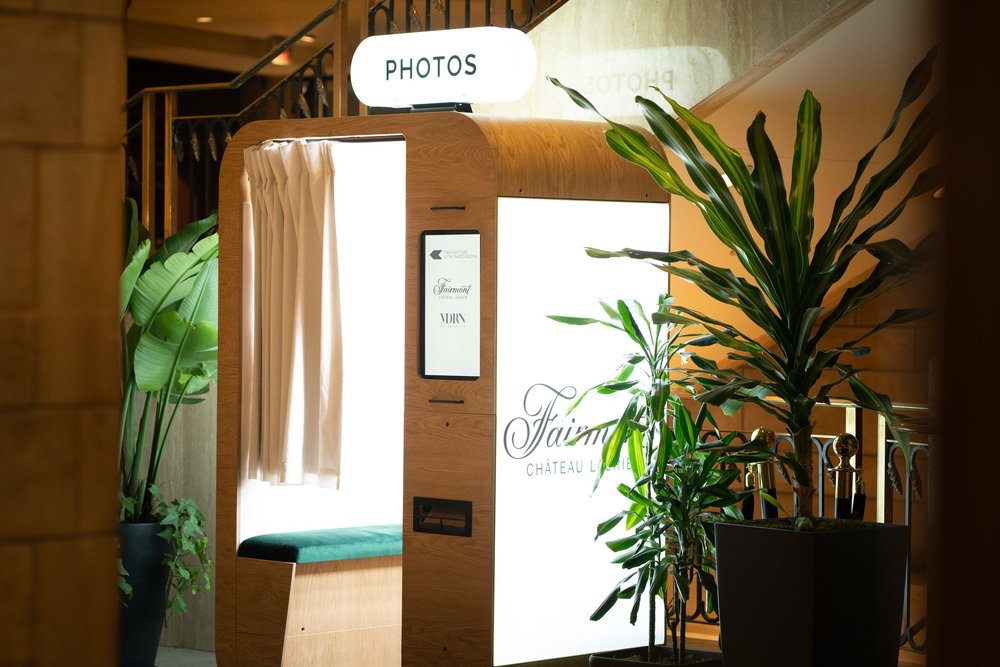 Branded photo booth setup by MDRN