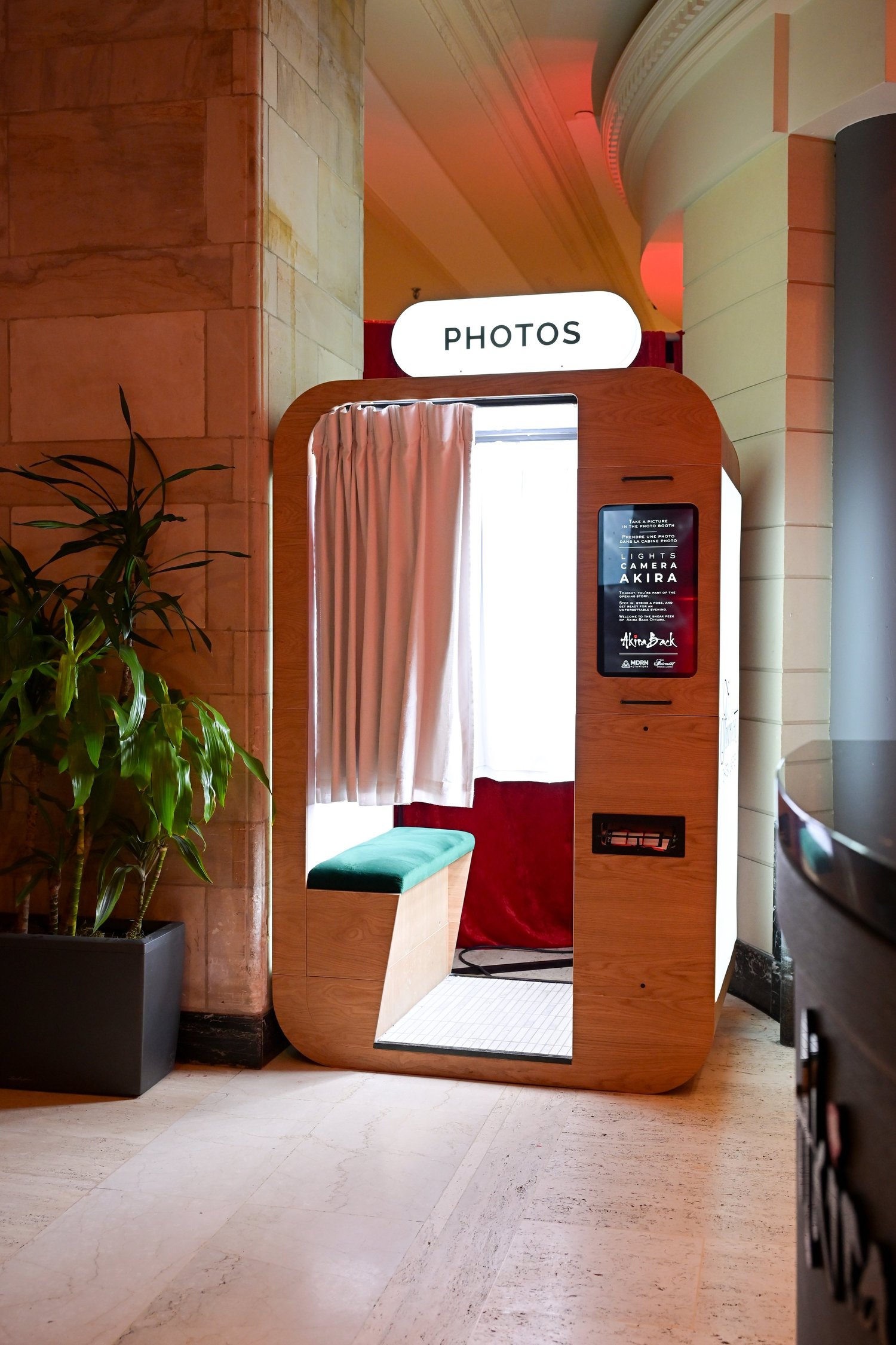 Enclosed photo booth installed at a venue