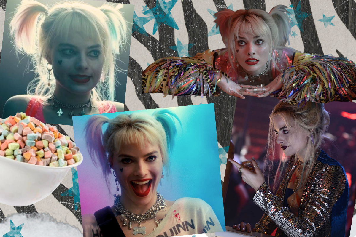 a collage of harley quinn outfits from the movie birds of prey