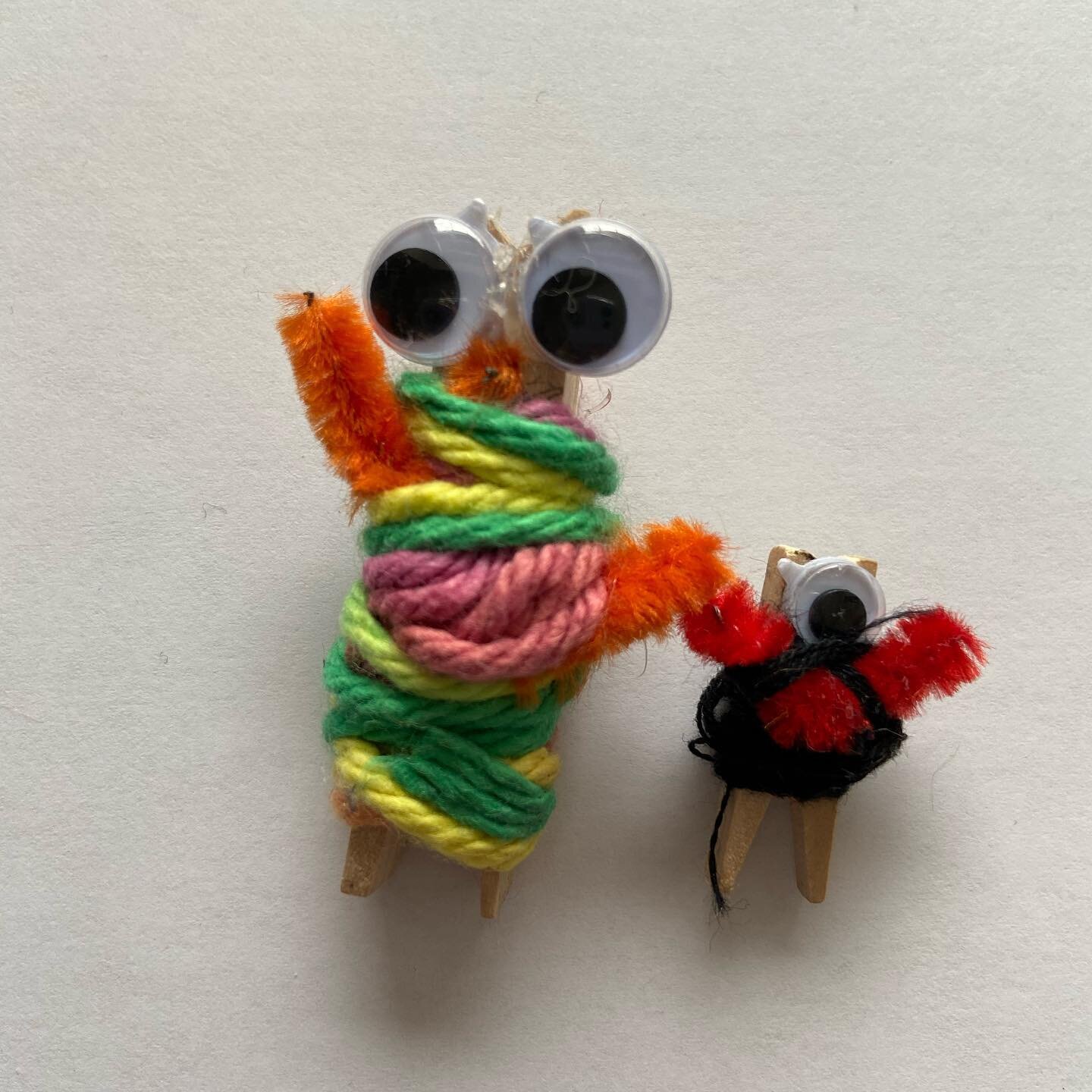 My son made worry dolls in school this spring and decided that his worry doll needed it&rsquo;s own worry doll!  They both keep me company at my desk every day 🥰 #proudmama #worryless #worrydoll