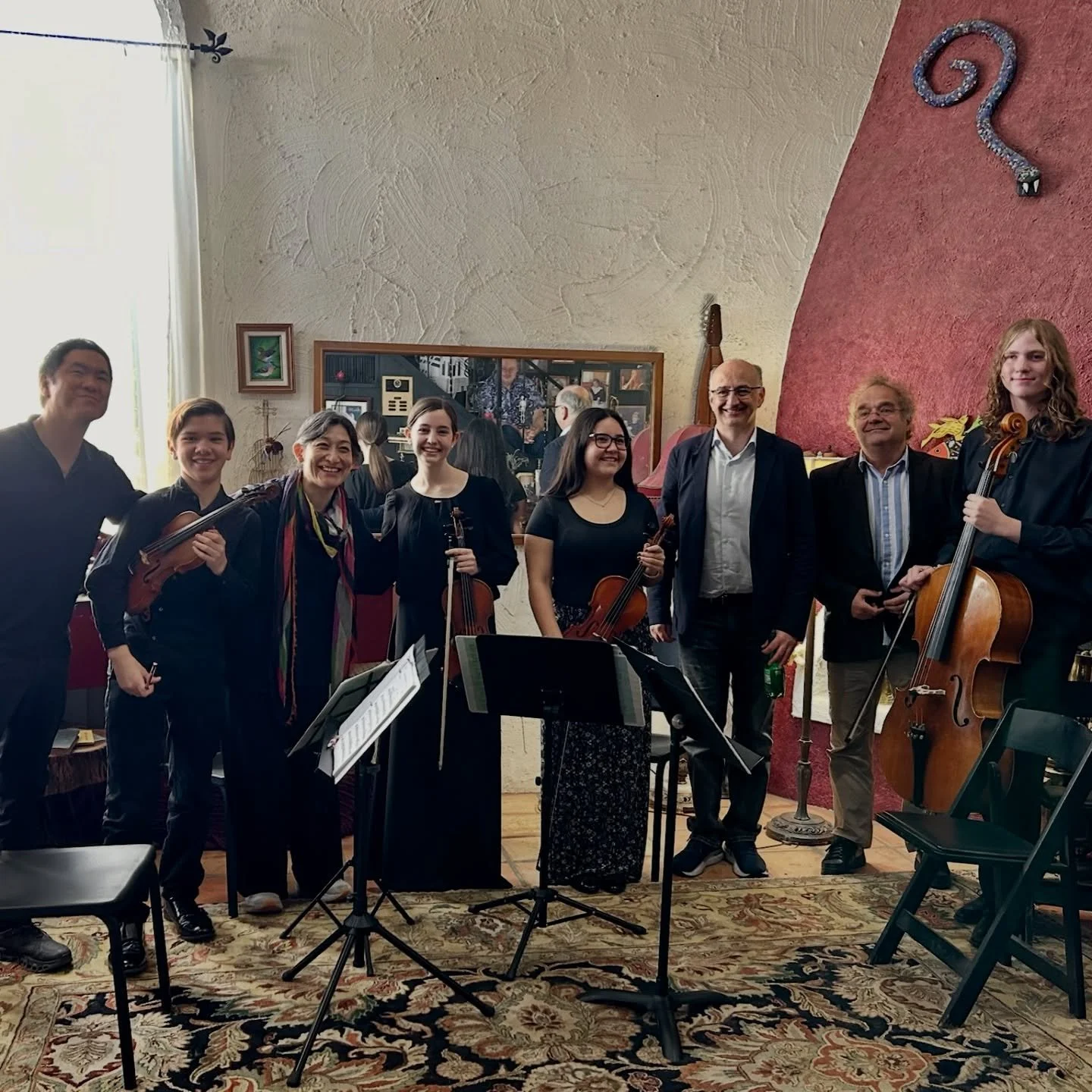 A beautiful morning with @takacs_quartet and their inspiring thoughts on all things chamber music today thanks to @phxchambermusic . Three students groups from TCMI participated in a masterclass and performed works by Debussy, Rachmaninoff and Mendel