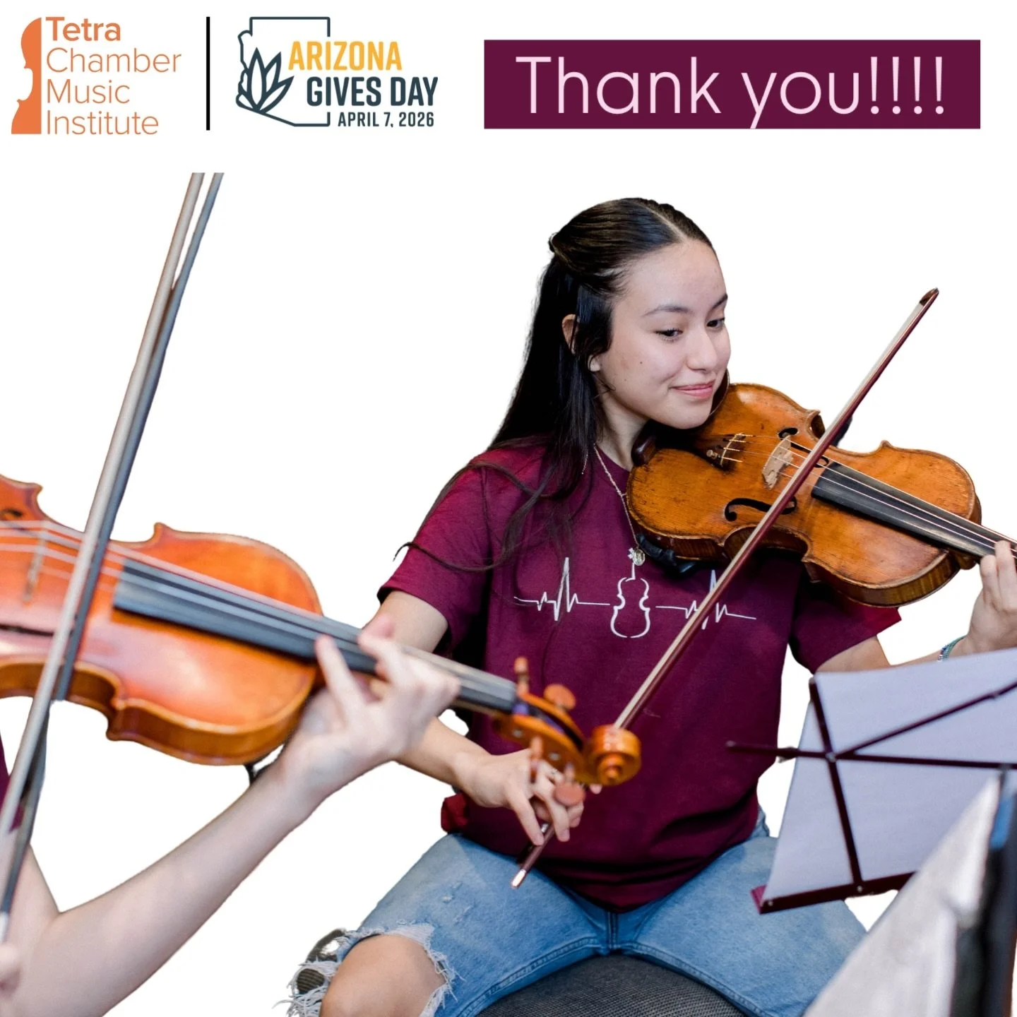 THANK YOU for helping us surpass our goal on AZ GIVES DAY!! This would not have been possible without your dedication and support. We are so grateful for your commitment to Tetra's mission, and for helping the Tetra Chamber Music Institute continue t