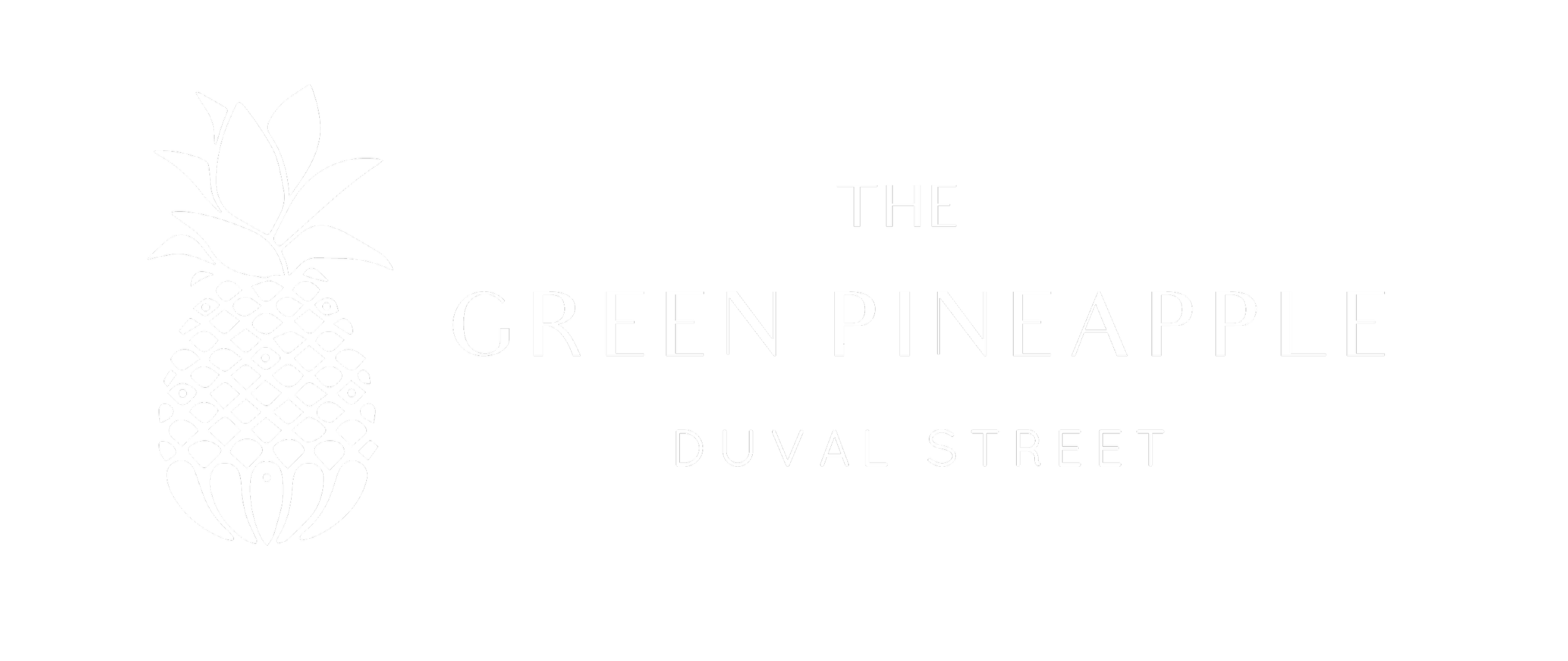Black and white logo for The Green Pineapple Duvall Street featuring a stylized pineapple graphic and the business name.