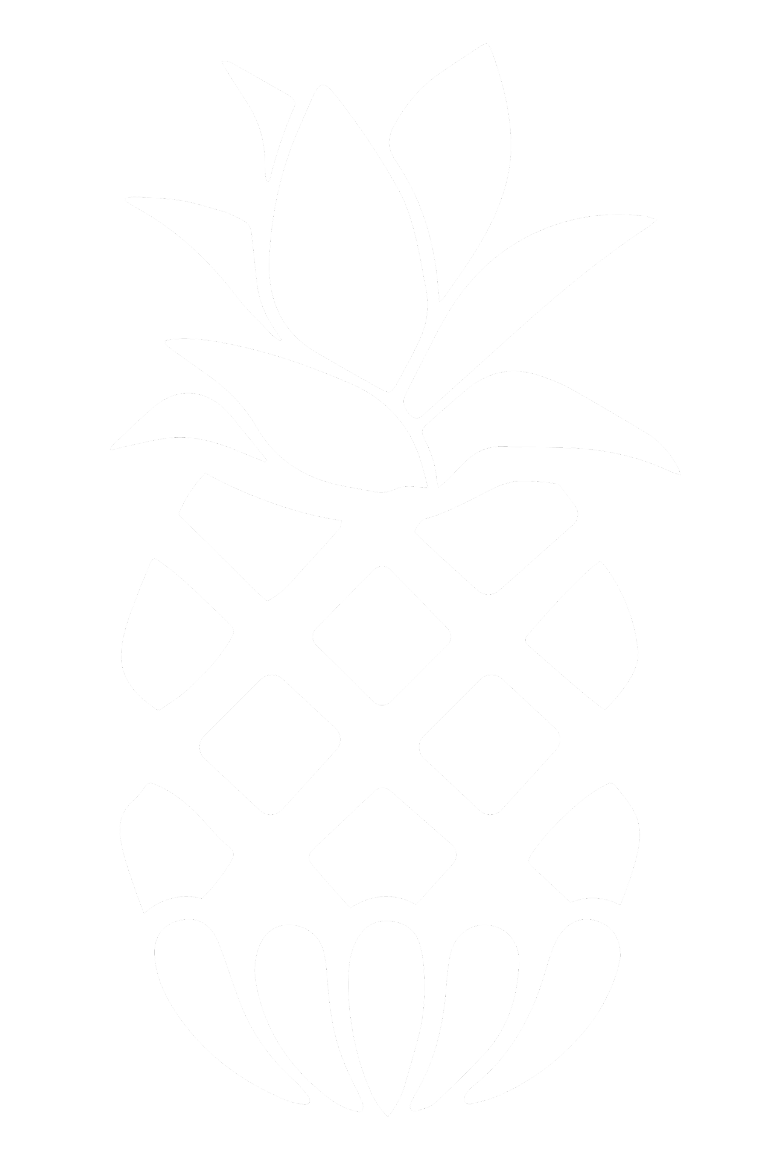 Black and white outline of a pineapple tattoo design.