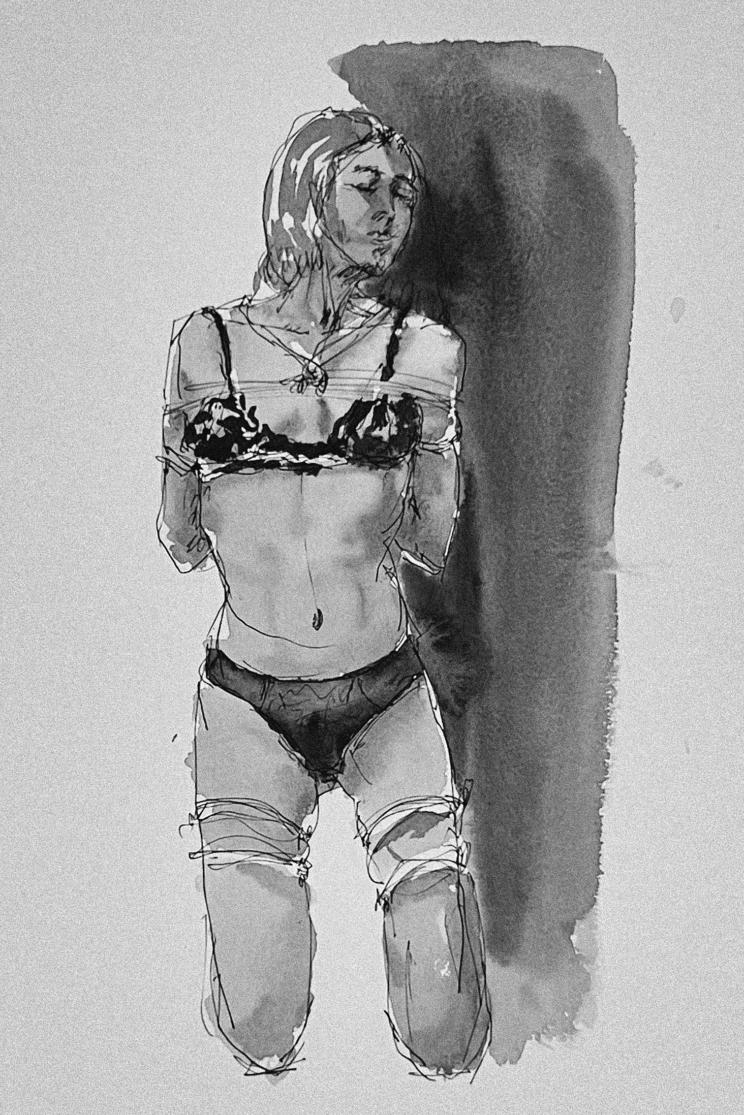 Watercolor; Expressive Bodies in Rope: Watercolor &amp; Shibari Life Drawing Workshop with Alireza