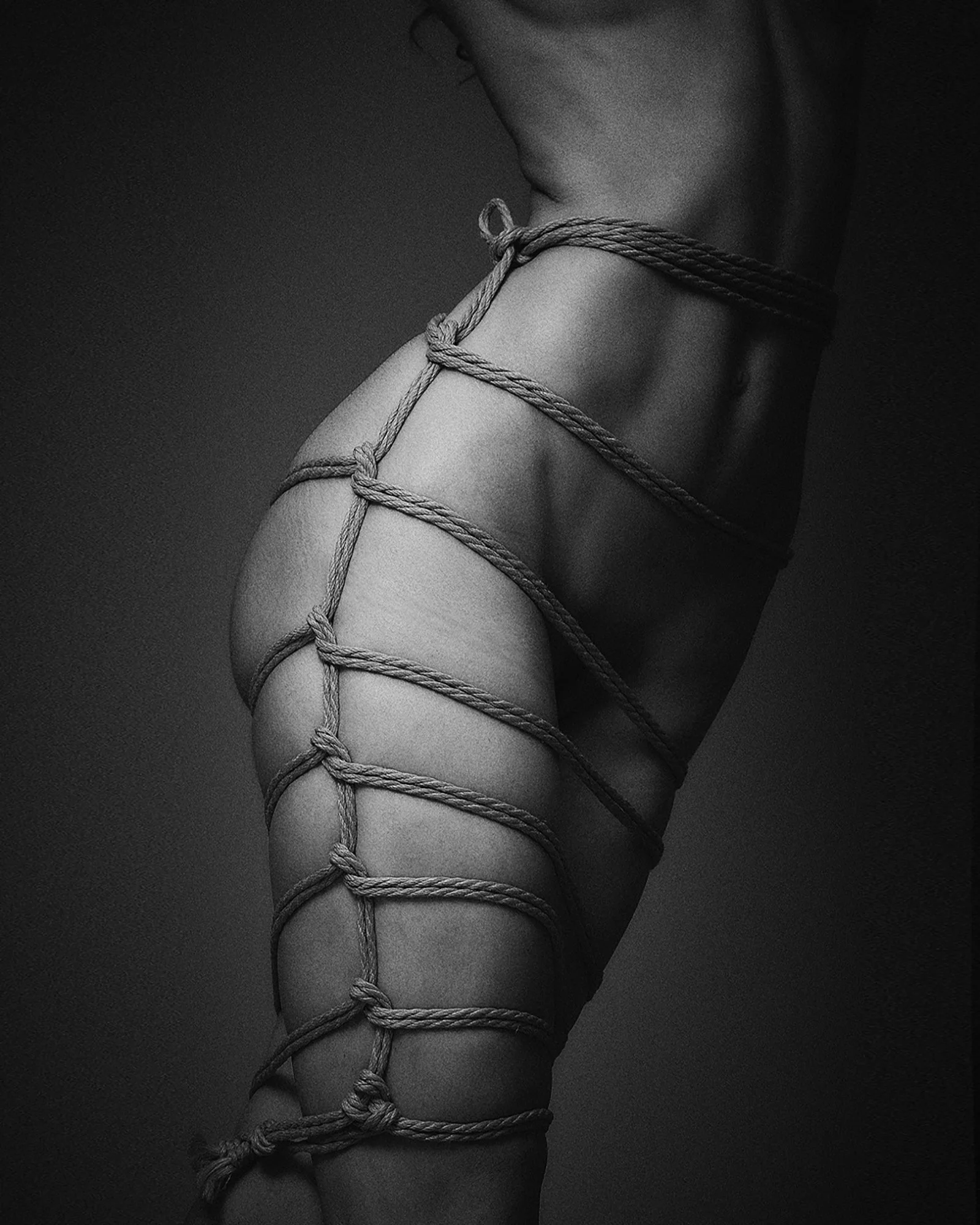 Shibari rope detail on the body — Japanese rope bondage in Berlin