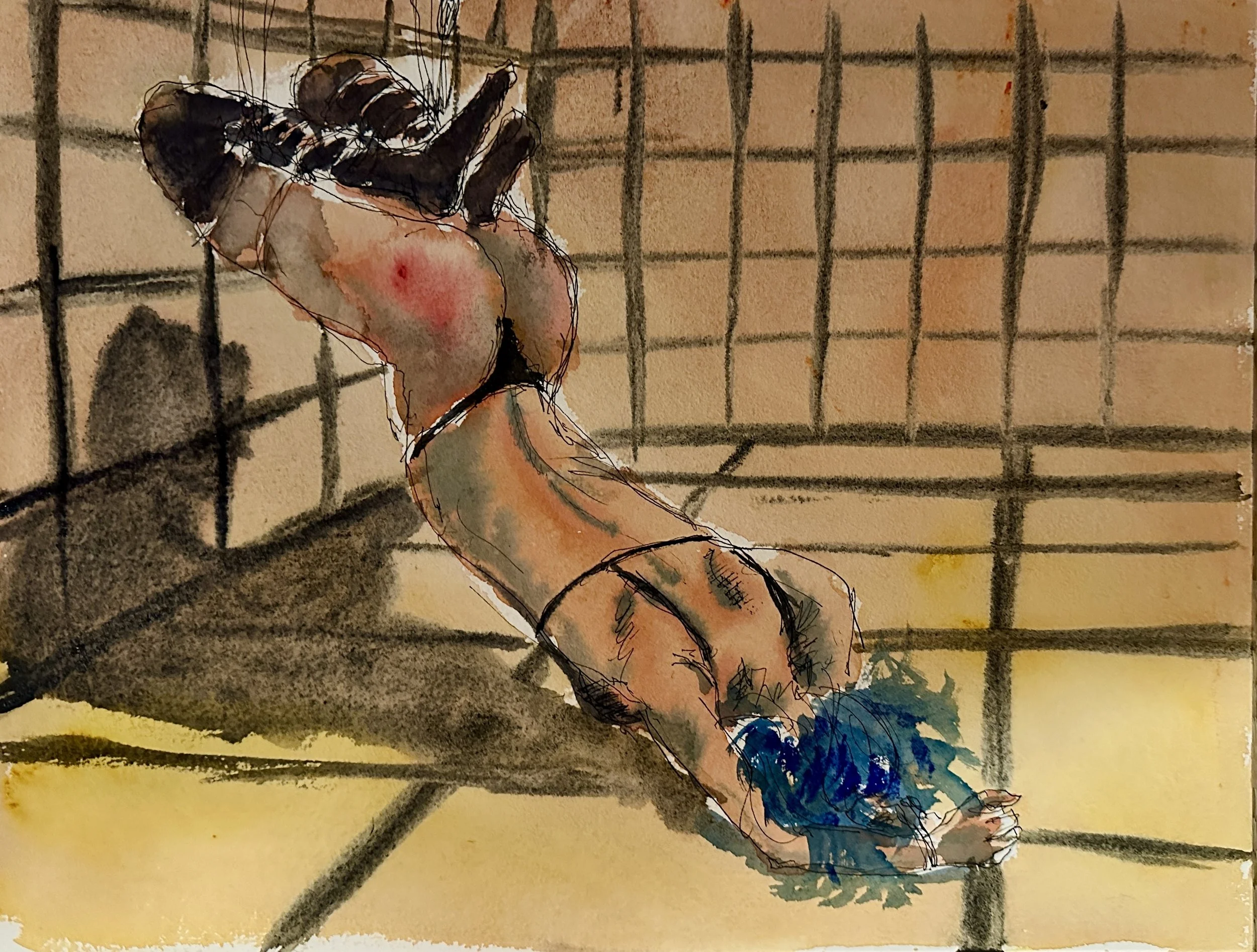 Personal sketches and drawings created by participants during a live Shibari life drawing experience.