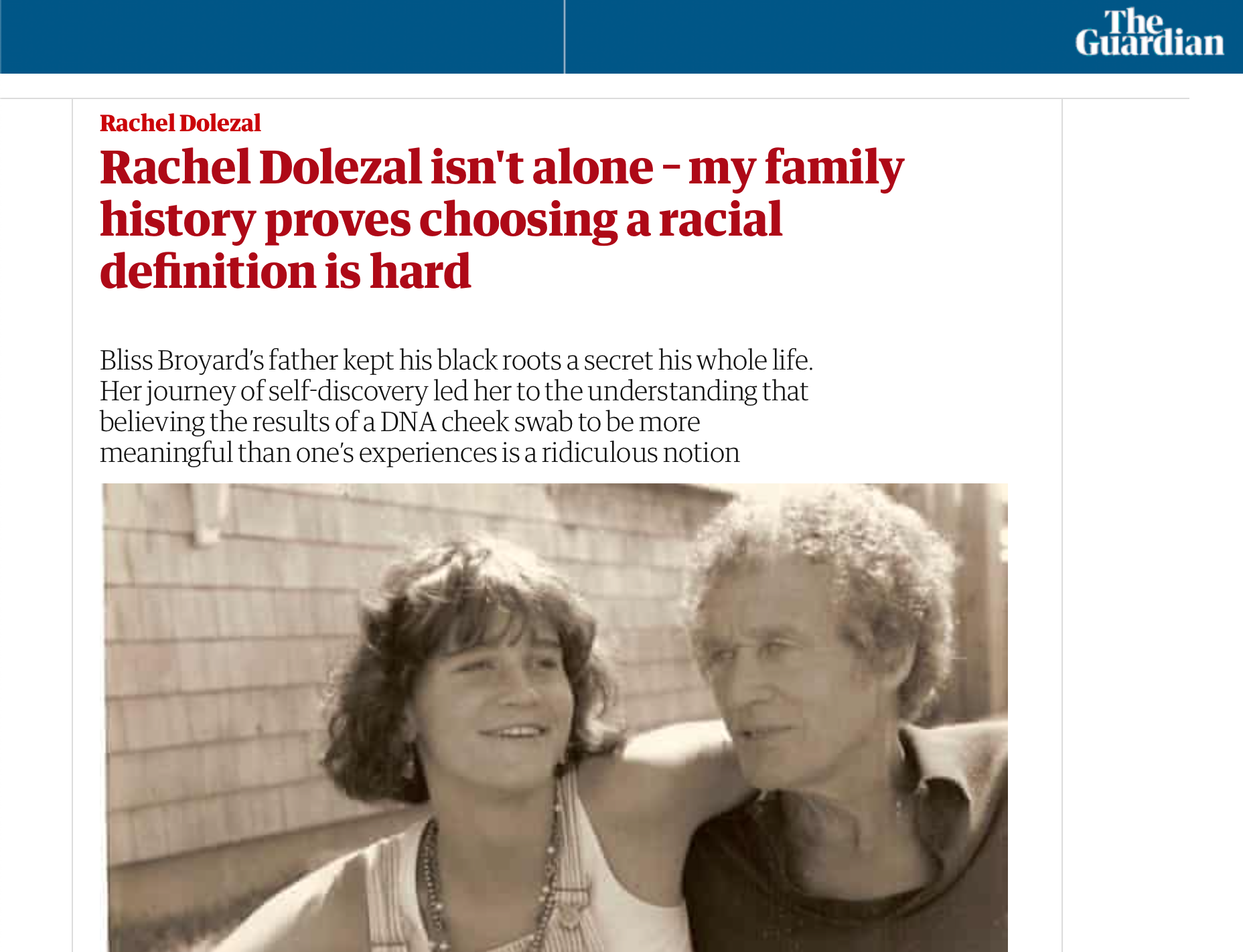 “Rachel Dolezal Isn't Alone,” The Guardian, June 15, 2015 (Copy)