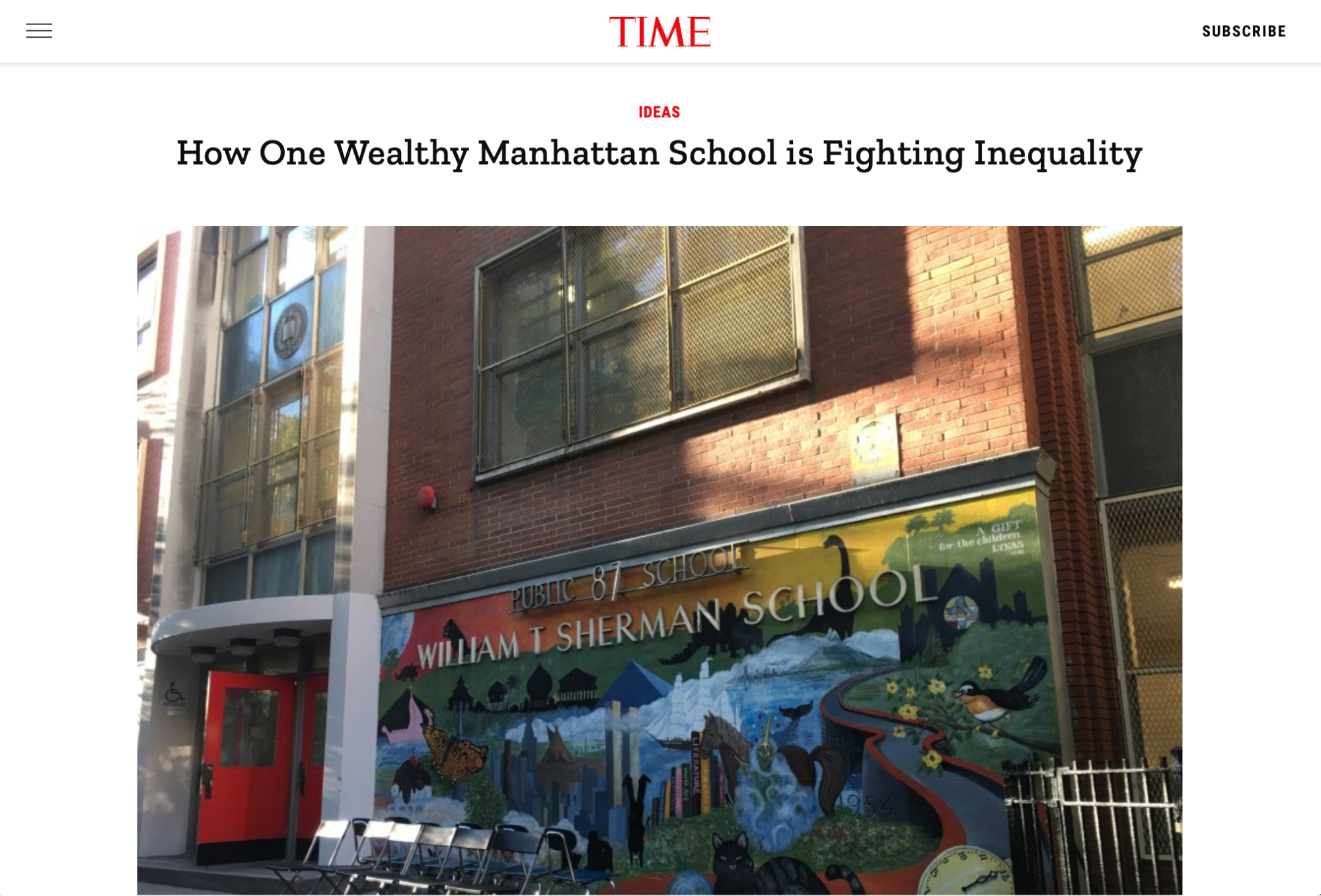 “How One Wealthy Manhattan School is Fighting Inequality”, Time.com, October 14, 2016 (Copy)