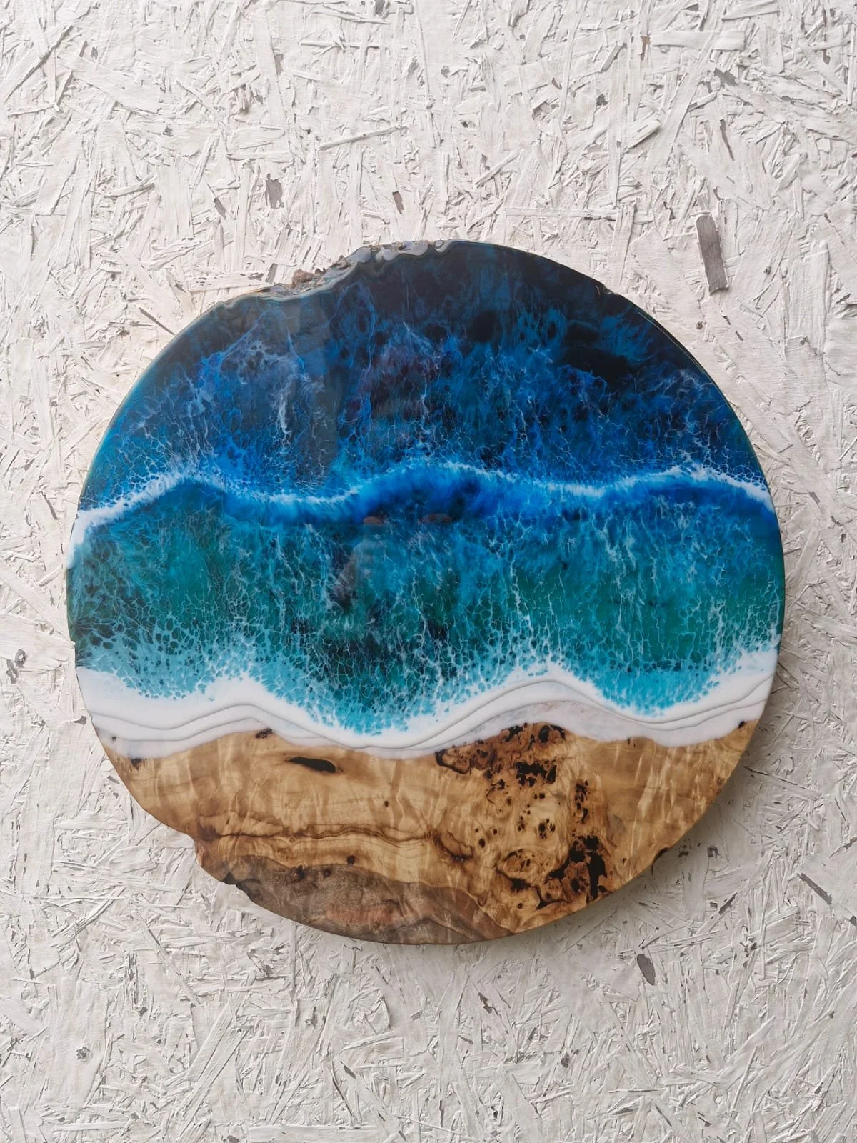 Oceanic Mappa Burl Resin Artwork