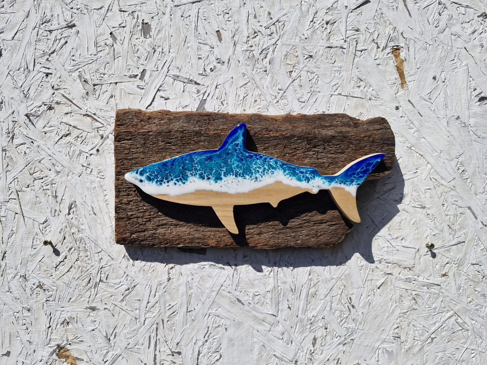 Ocean Wave Wooden Shark Wall Art