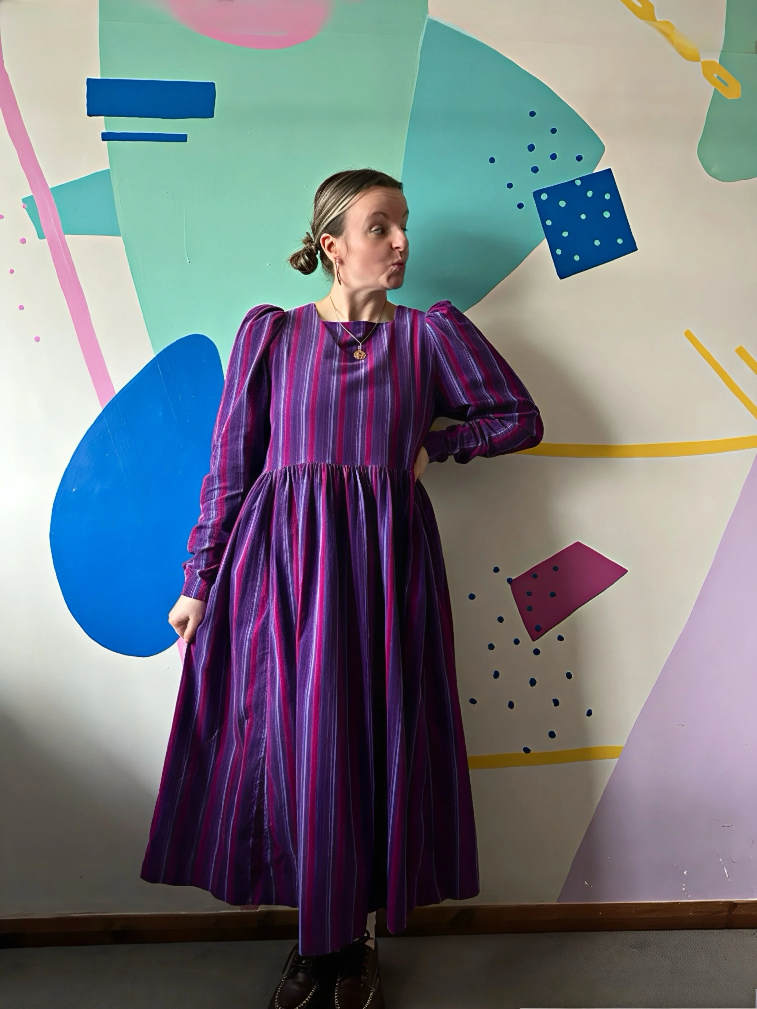 Purple Cord Stripe Laura Ashley