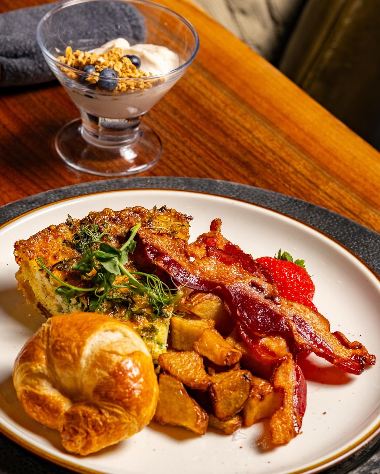 Picture this: you wake up to the smell of the fresh mountain air, a hot cup of coffee and this hearty breakfast waiting for you downstairs. At Wit &amp; Wisdom, we believe that every meal should be a work of art, something that brings both intrigue a