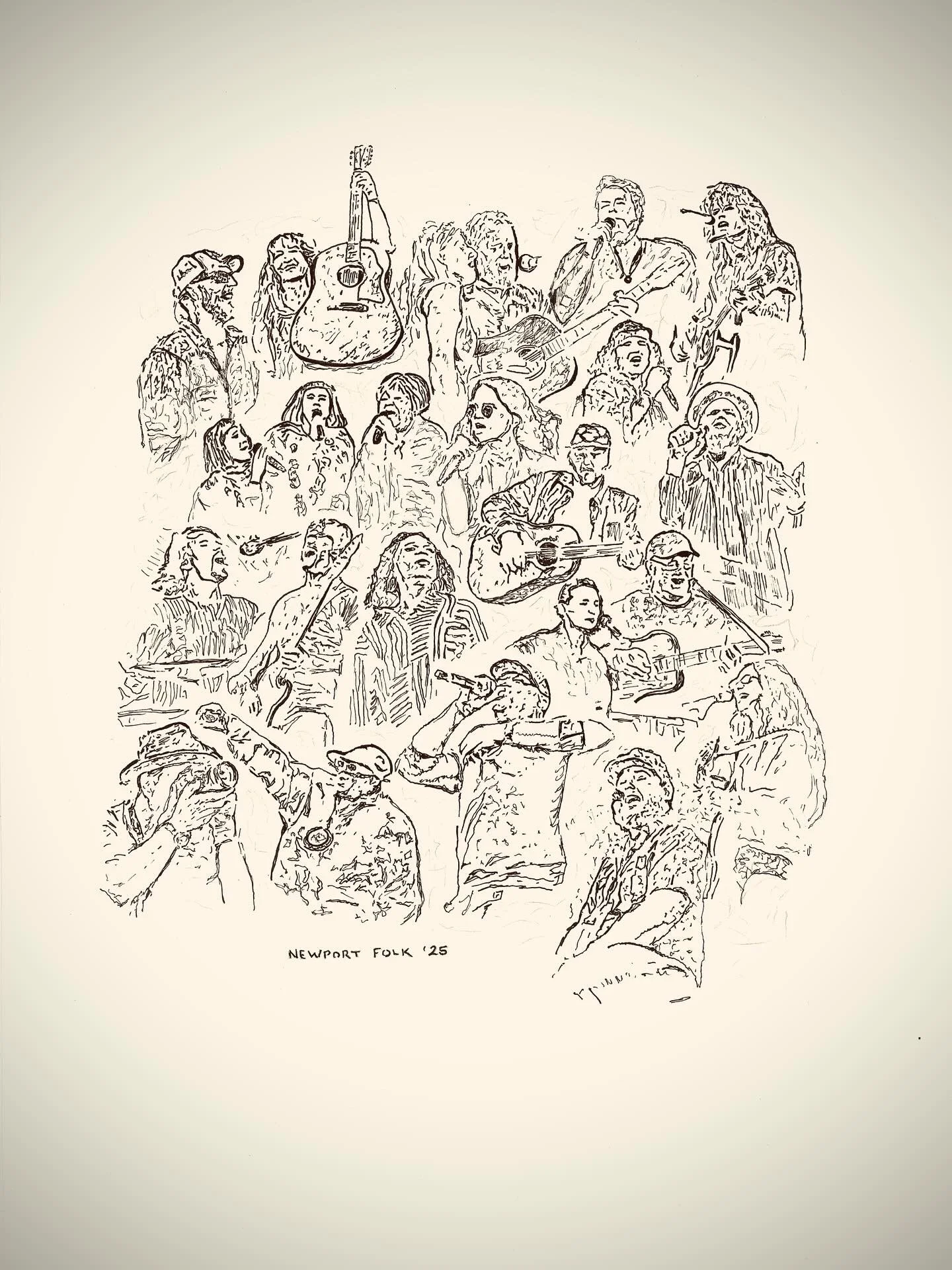 Sketch inspired by another special weekend at the fort. Prints available on my website, link in bio. 
#newportfolkfest 
❤️