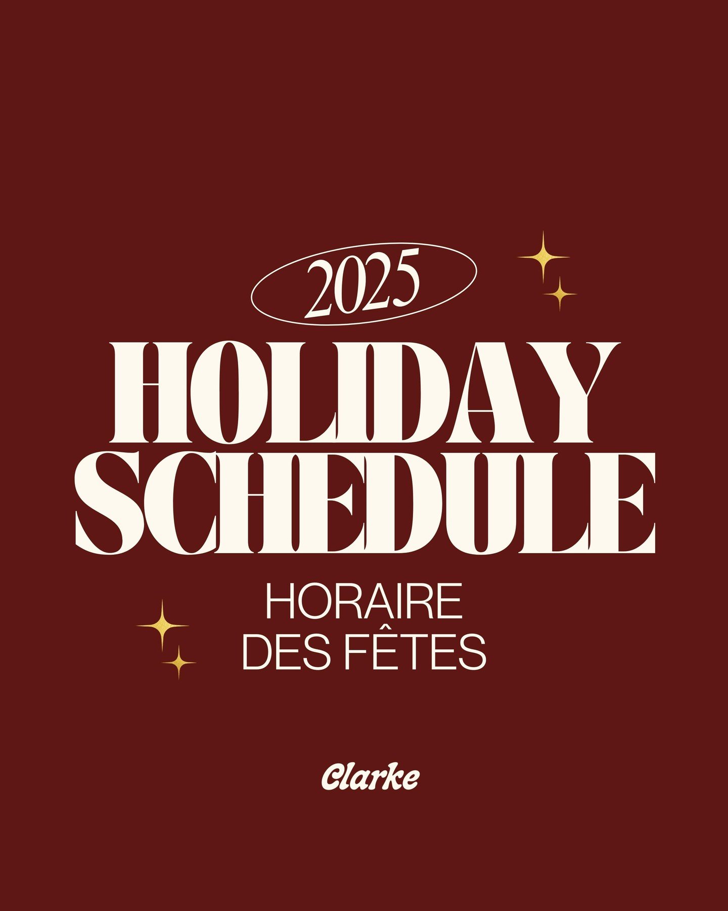 Horaire des F&ecirc;tes 🎄Swipe for our holiday closures.