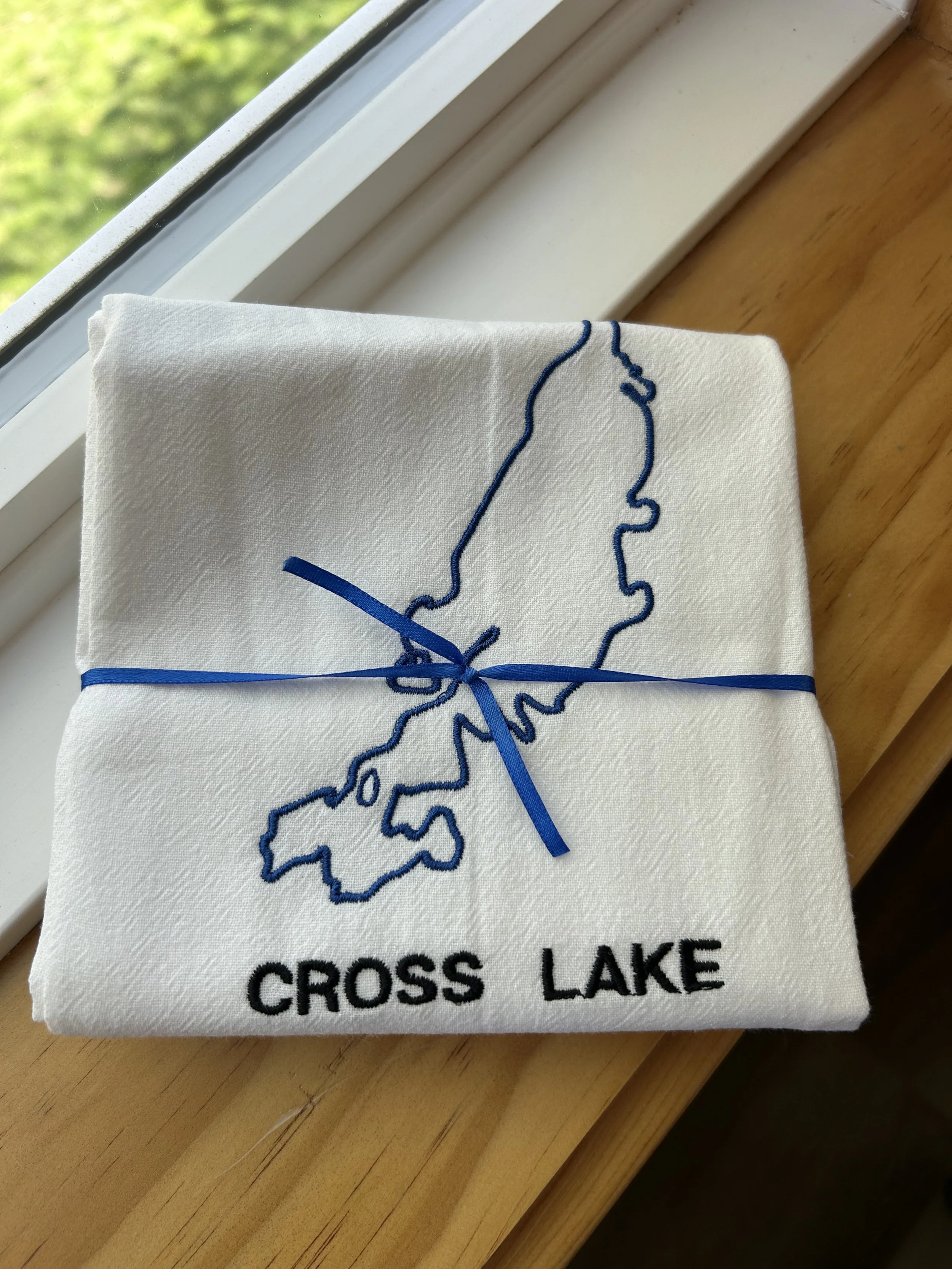 Cross Lake Embroidered dish Towel