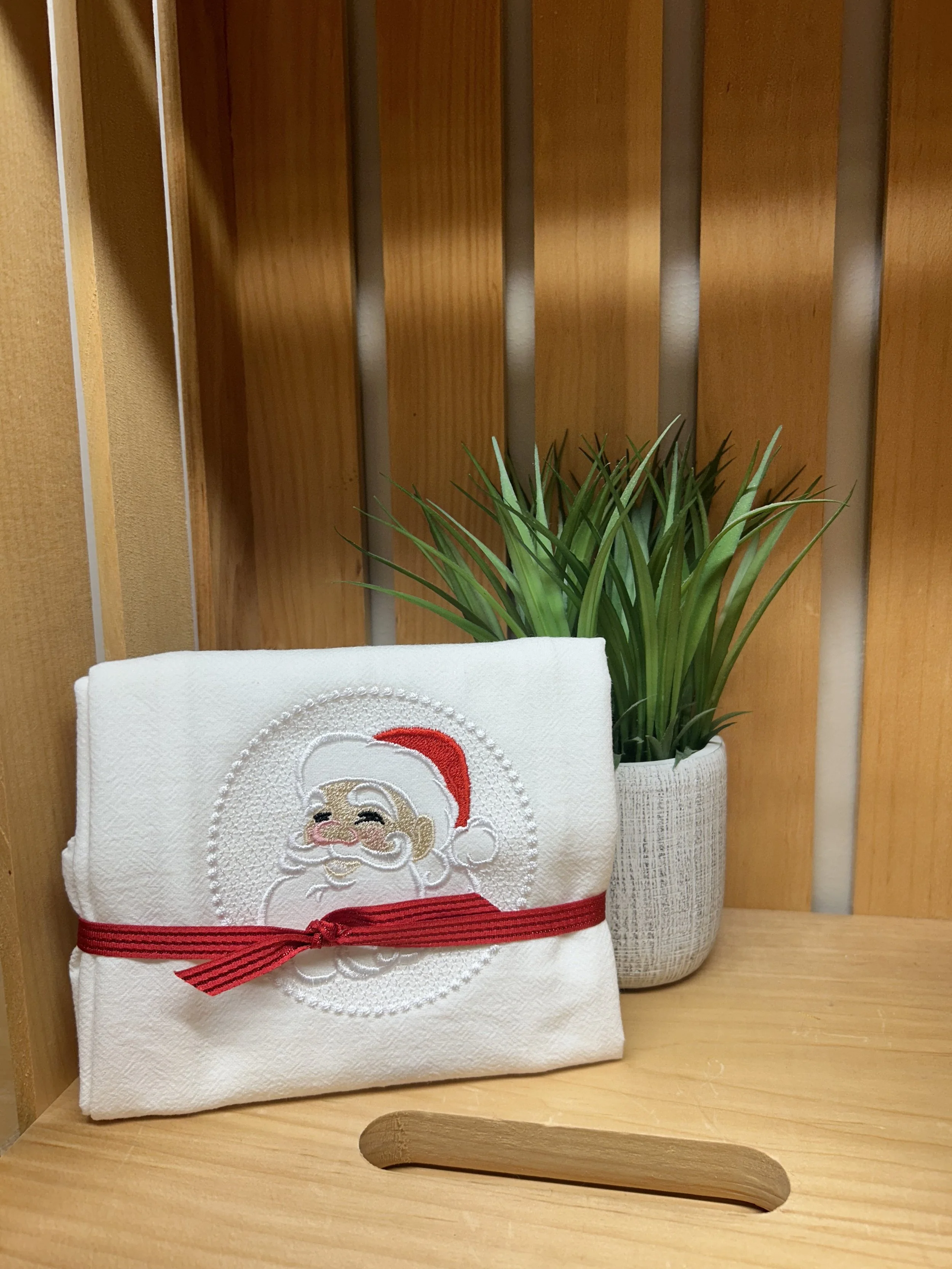 Santa Claus Embroidered Dish Towel