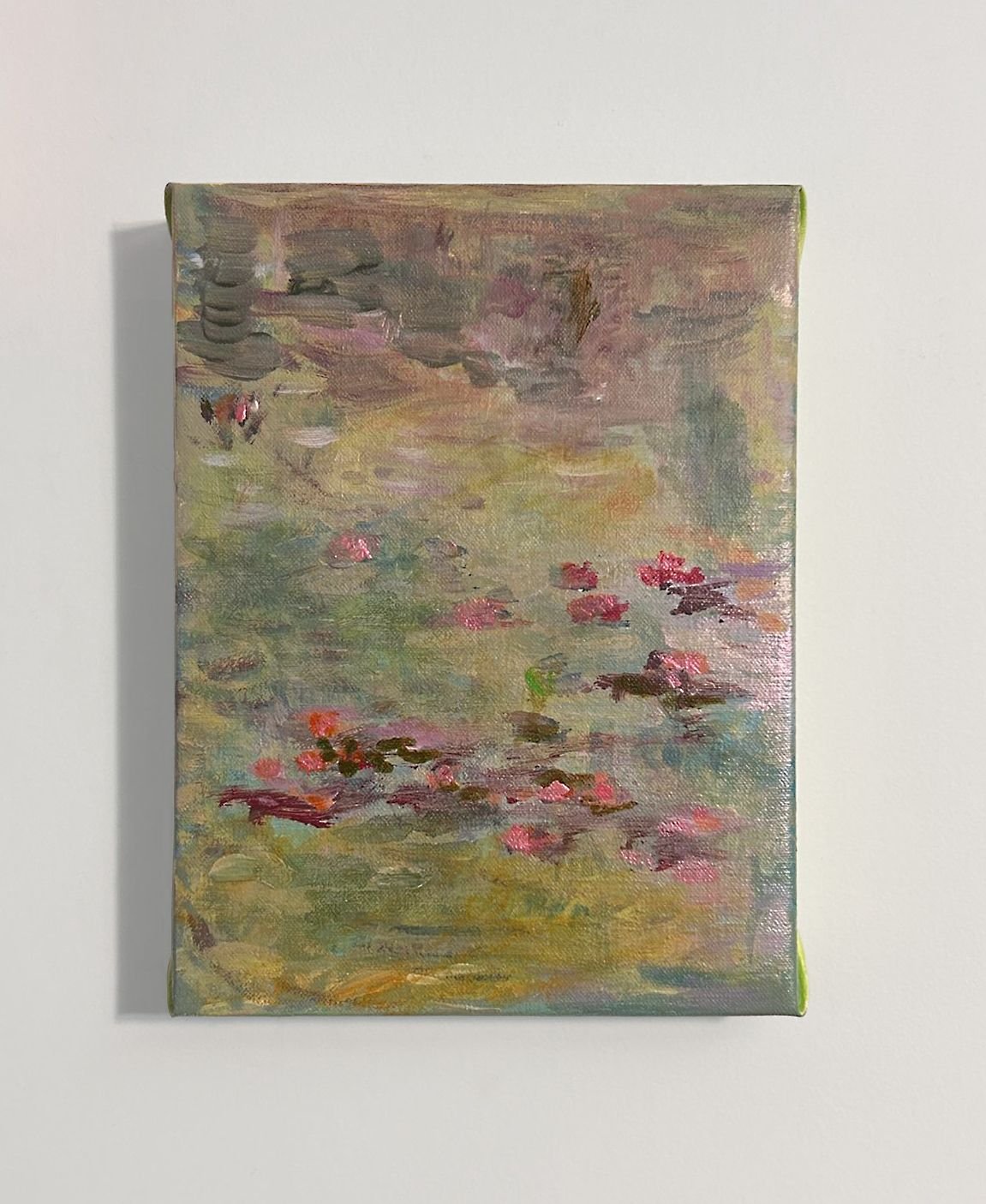Monet with Glitters, 2026, Acrylic on canvas, 24 x 18 cm