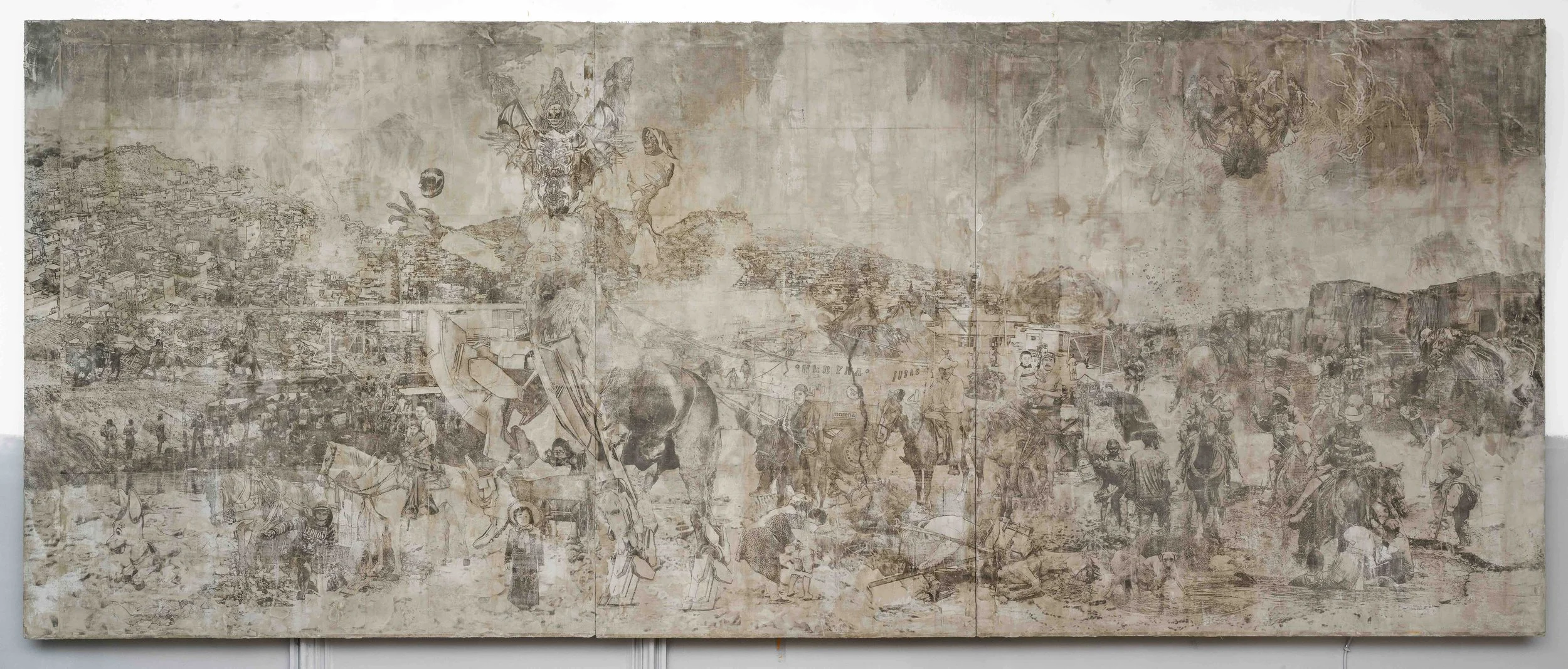 Azaziel, 2025, Ink transfer on cement, 490 x 205 cm. Photo Gert Jan van Rooij