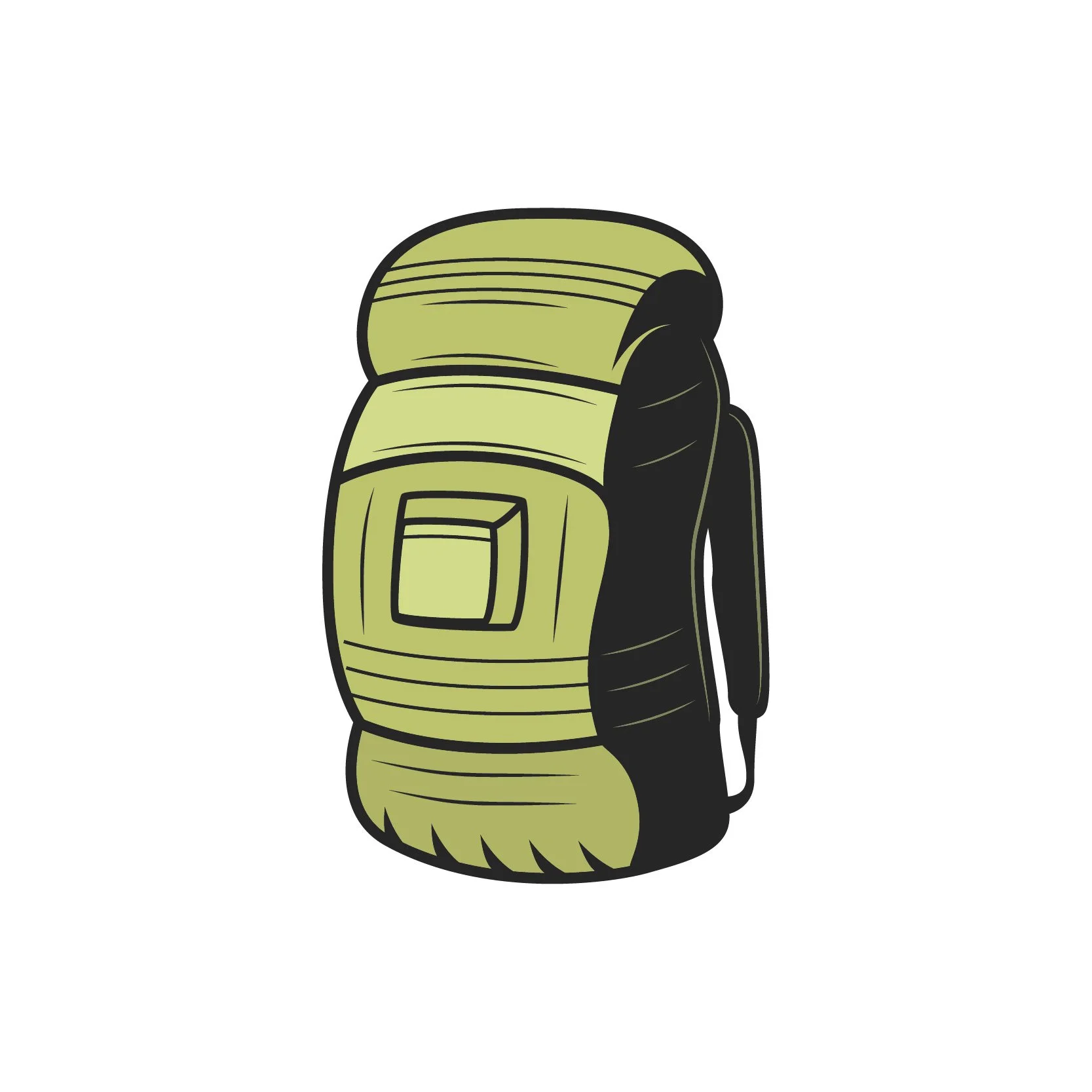 illustration of a green hiking backpack