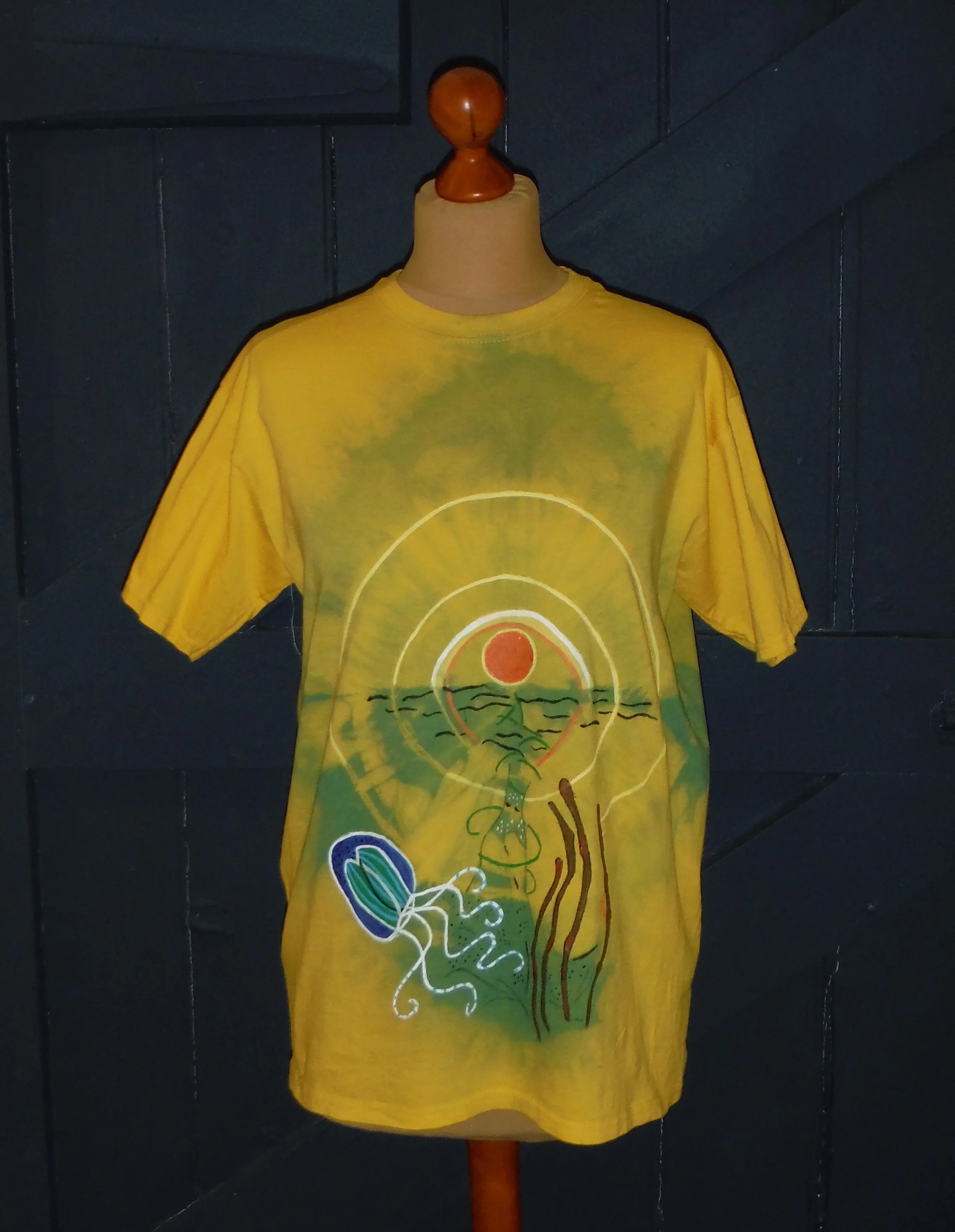 Jellyfish Hand-Painted Tee Shirt Yellow