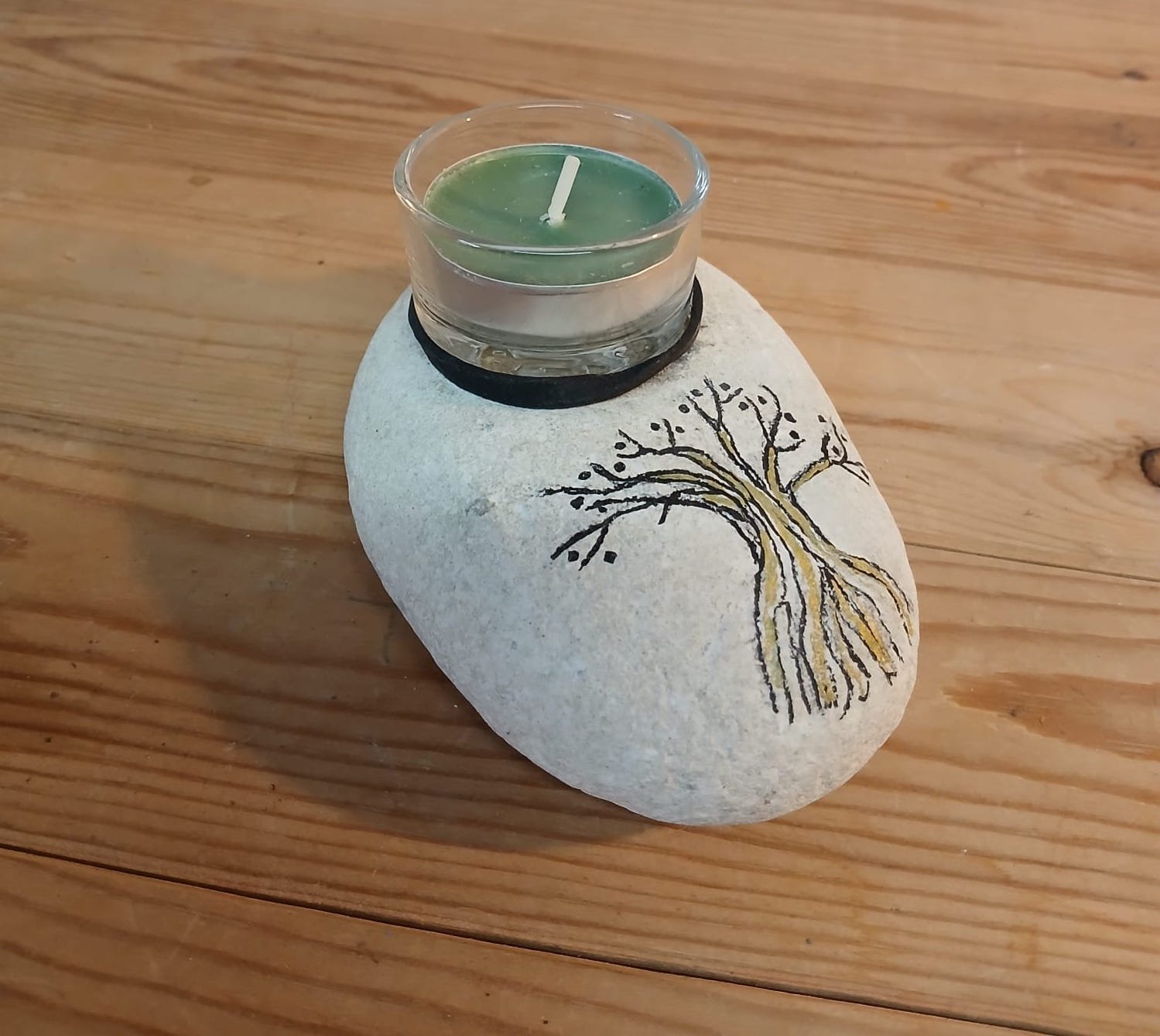 Talisman Tealight Stone -Tree of Life and Spruce