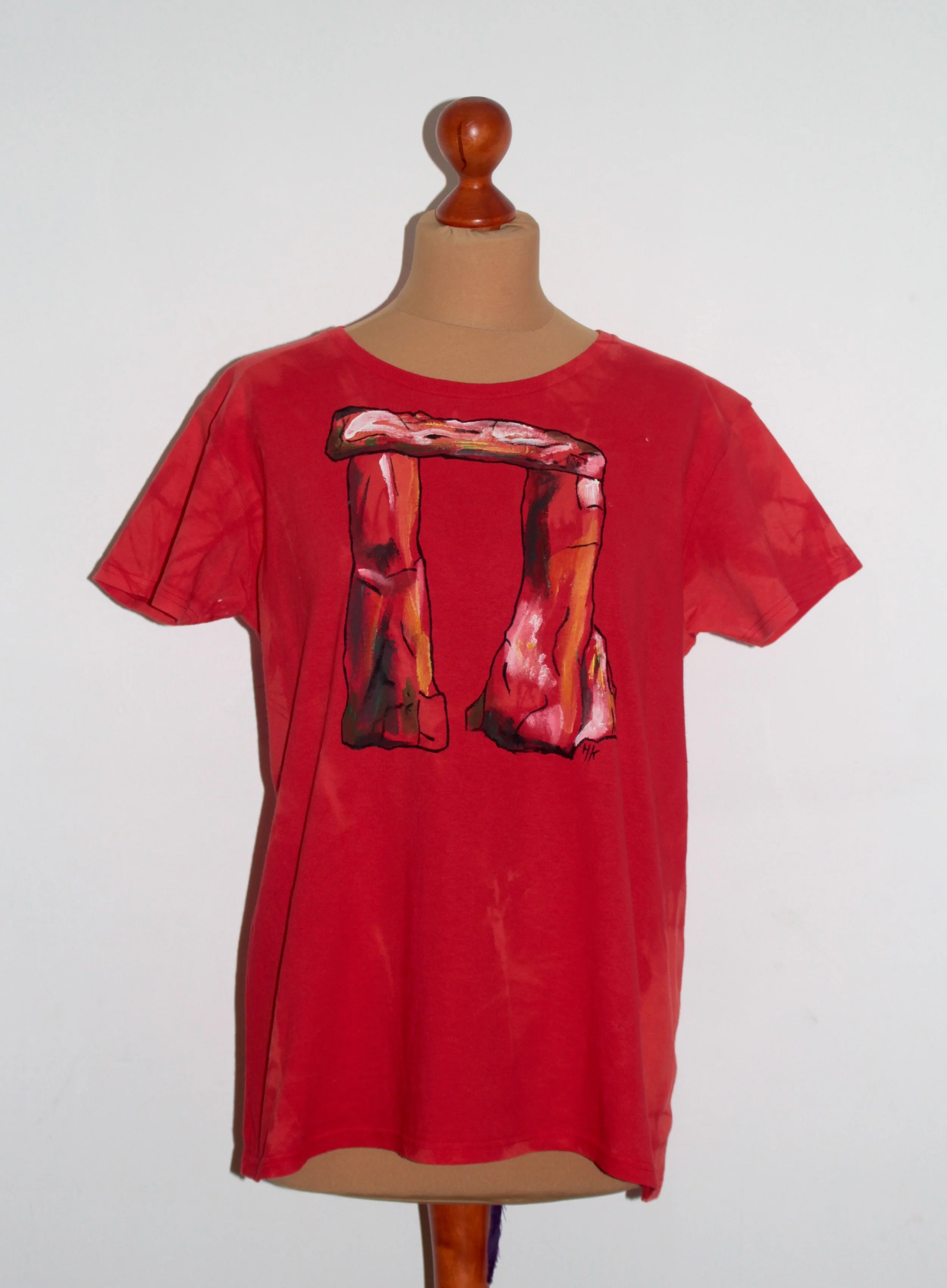 Stonehenge Hand-Painted Tee Shirt in Red
