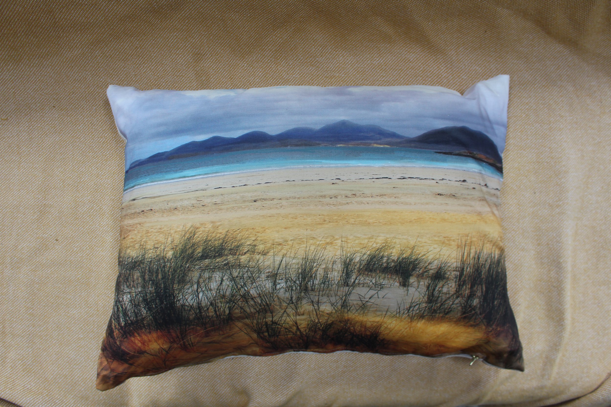 Luskentyre Beach, Isle of Harris Original Digital Painting Cushion