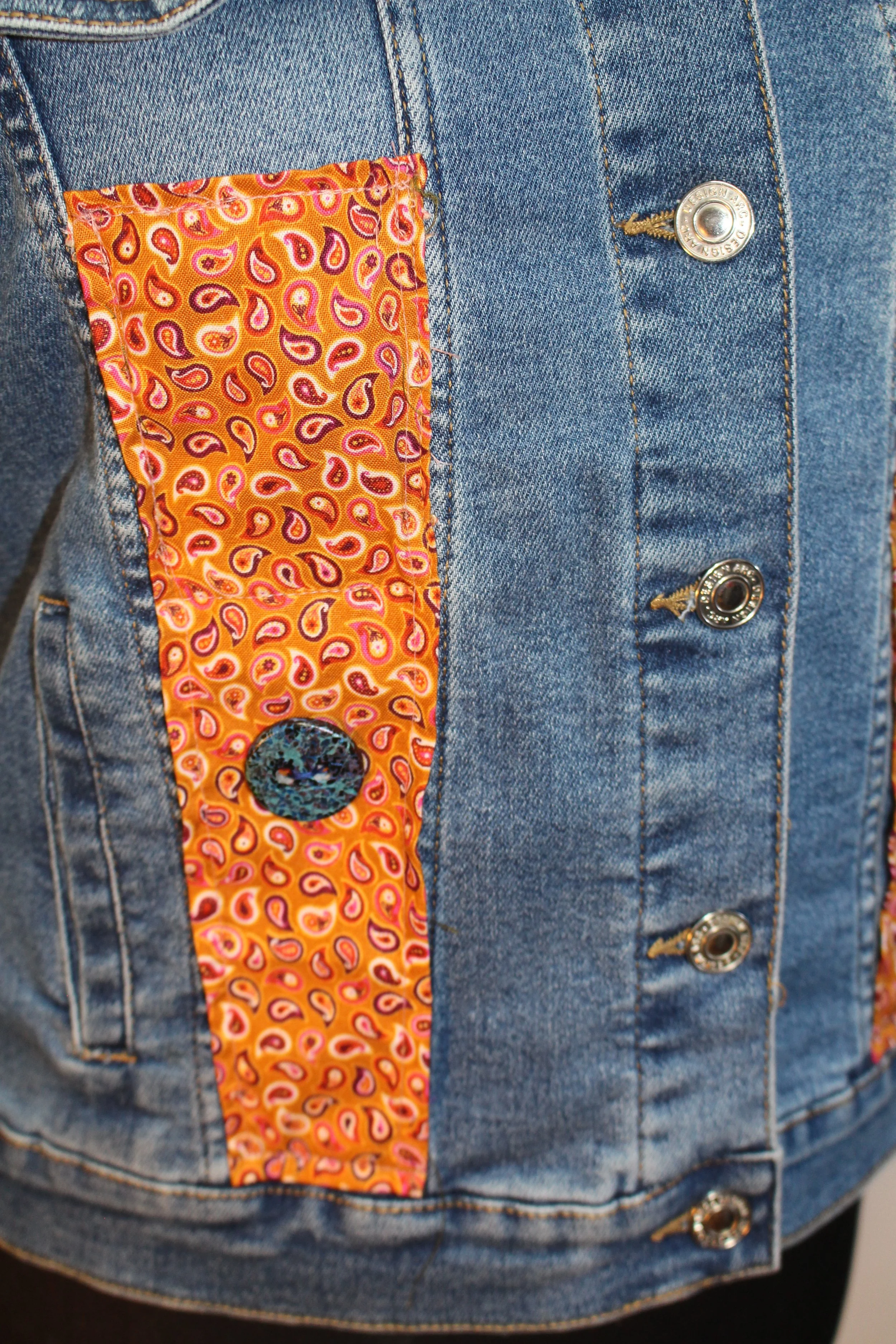 Unique Reworked Flamingo Denim Jacket One Off Design.