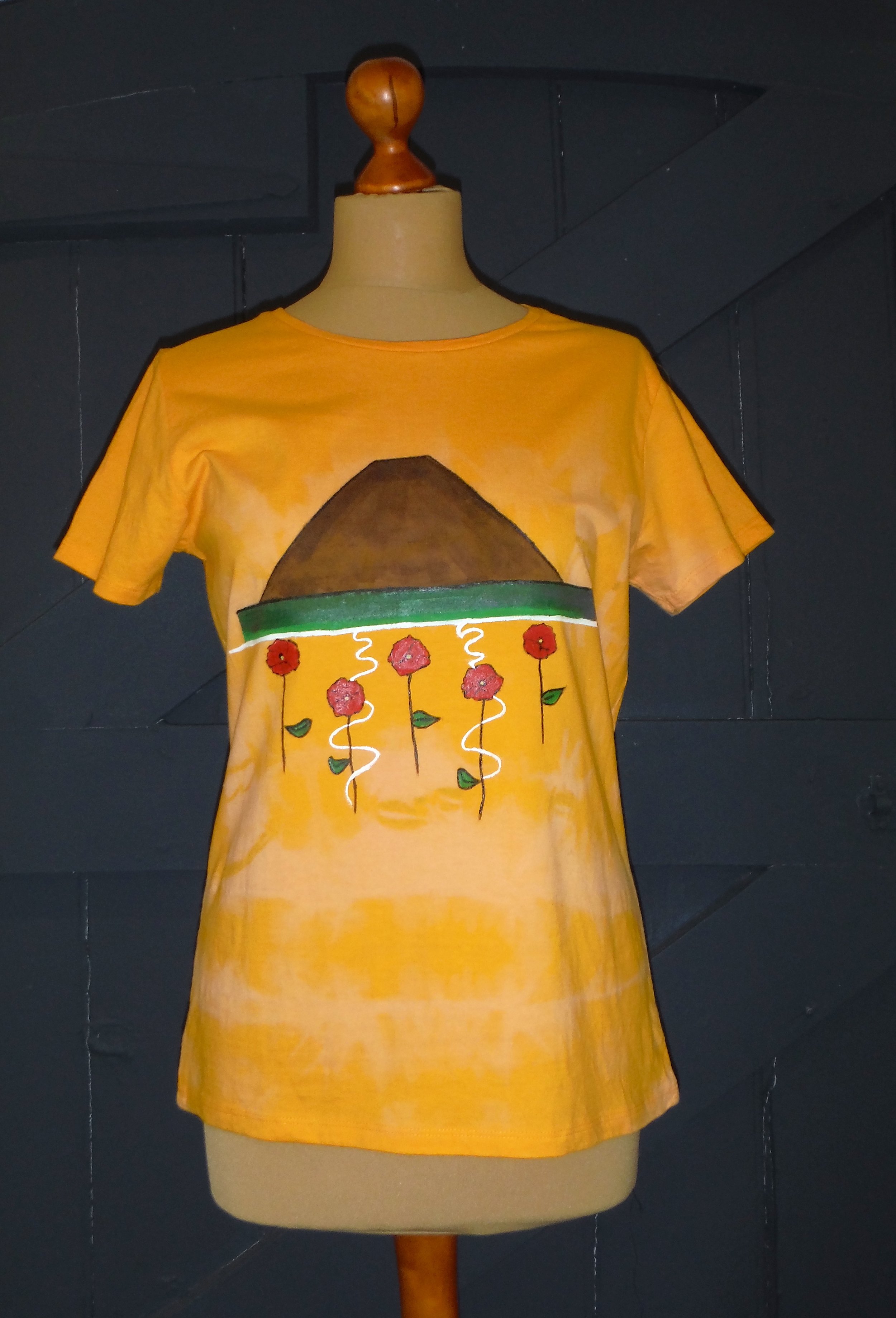 Silbury Hill Design Hand-Painted Tee Shirt Yellow