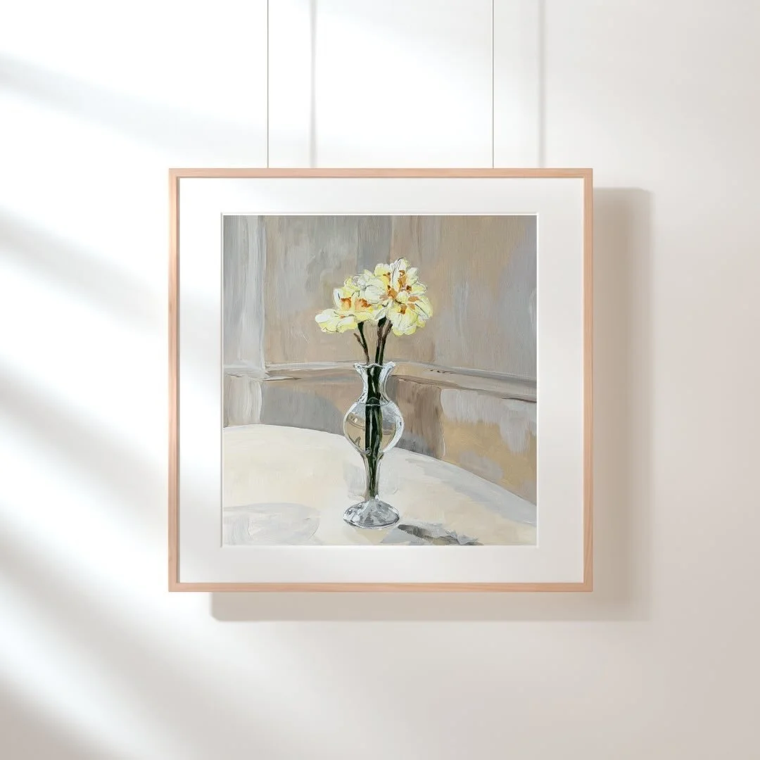 Stay tuned! I will be launching this original piece soon. &ldquo;Spring Daffodils&rdquo; 9x9, acrylics on watercolor paper. 💕