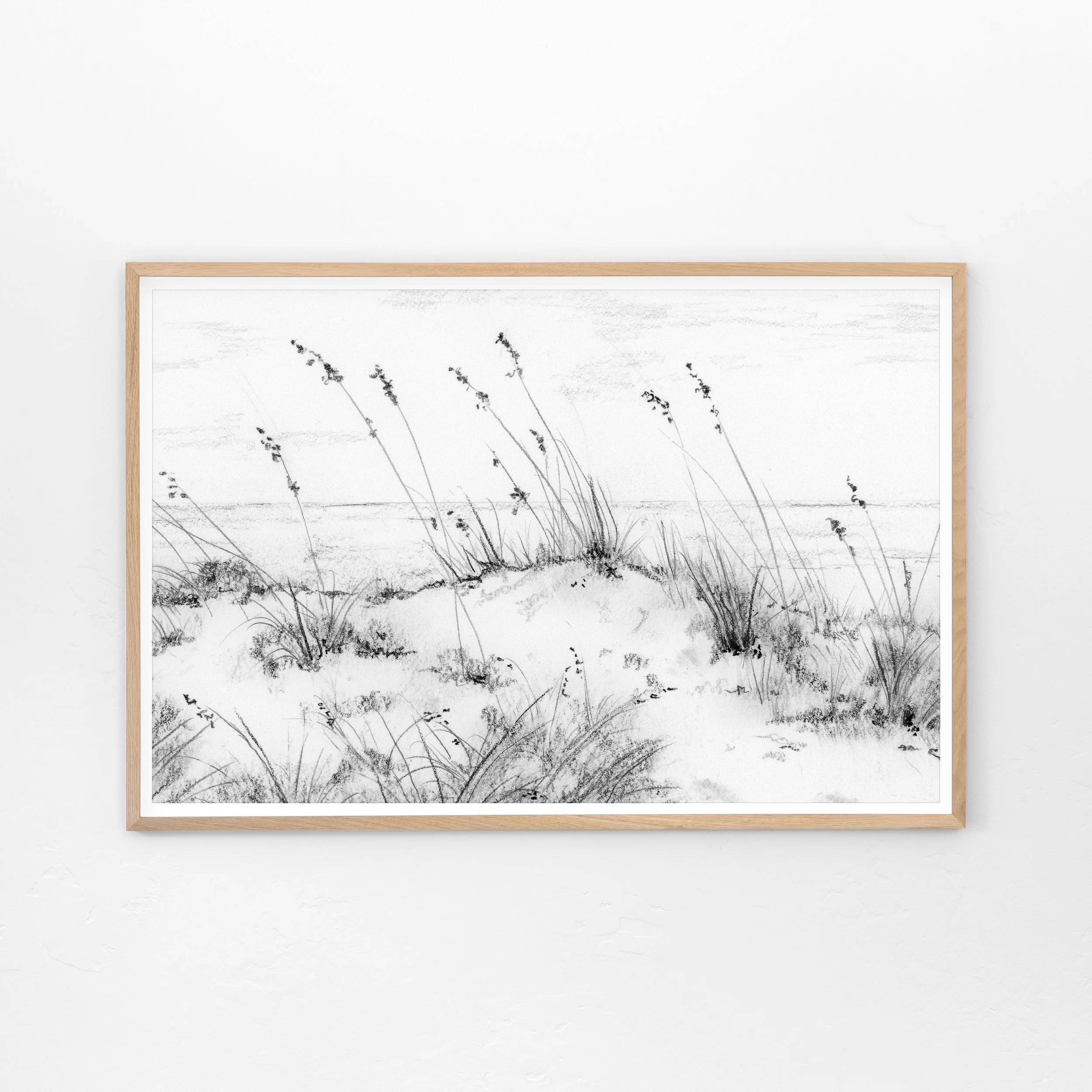 Walking on sand dunes by the ocean drawing