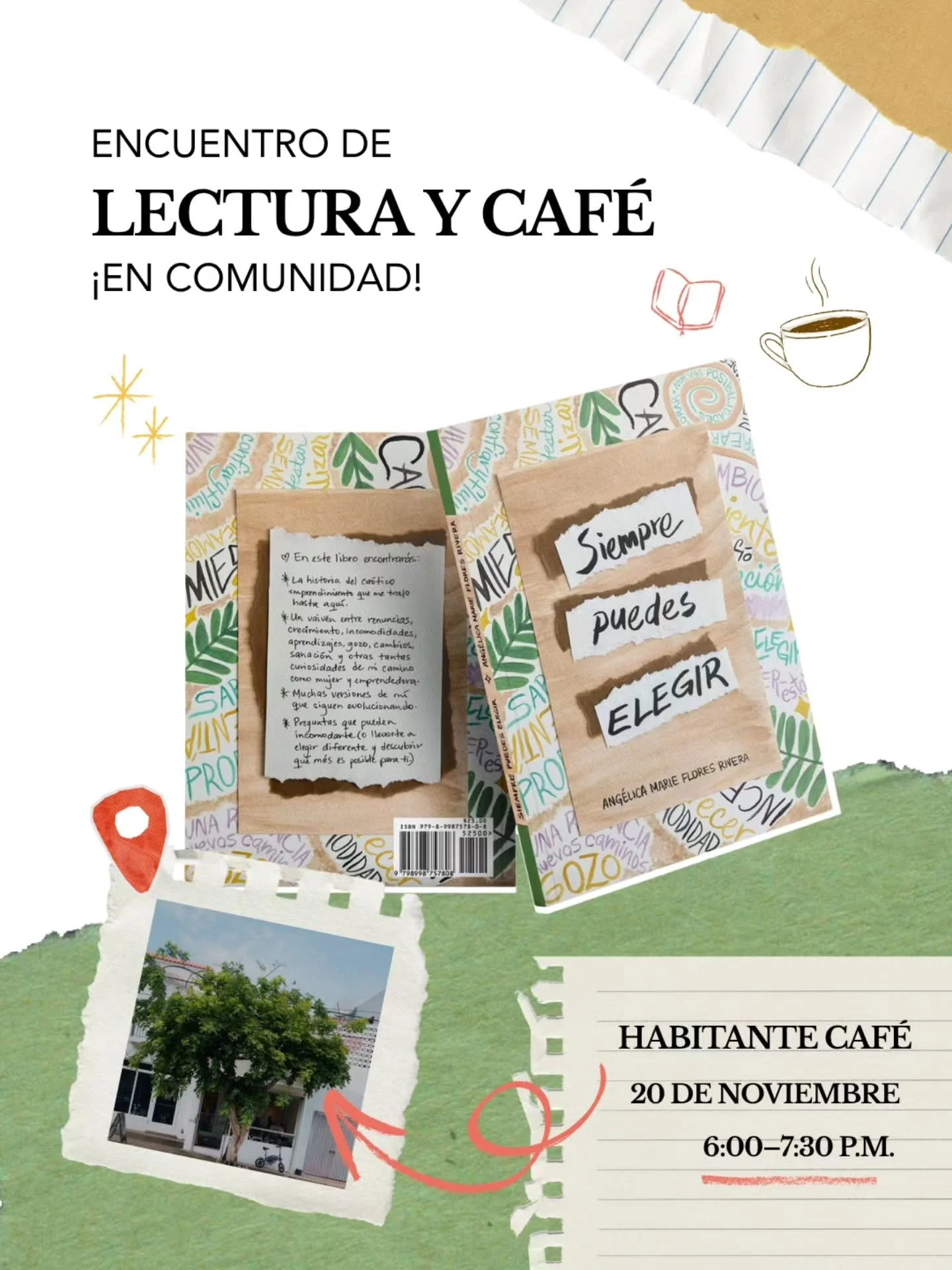 🙌🏼 &iexcl;Tenemos fecha y lugar del pr&oacute;ximo encuentro! 

📖 Celebrando el mes de la lectura, el jueves 20 de noviembre el punto de encuentro es en Habitante, ☕️ un cafecito local que abrir&aacute; las puertas de su espacio para acompa&ntilde