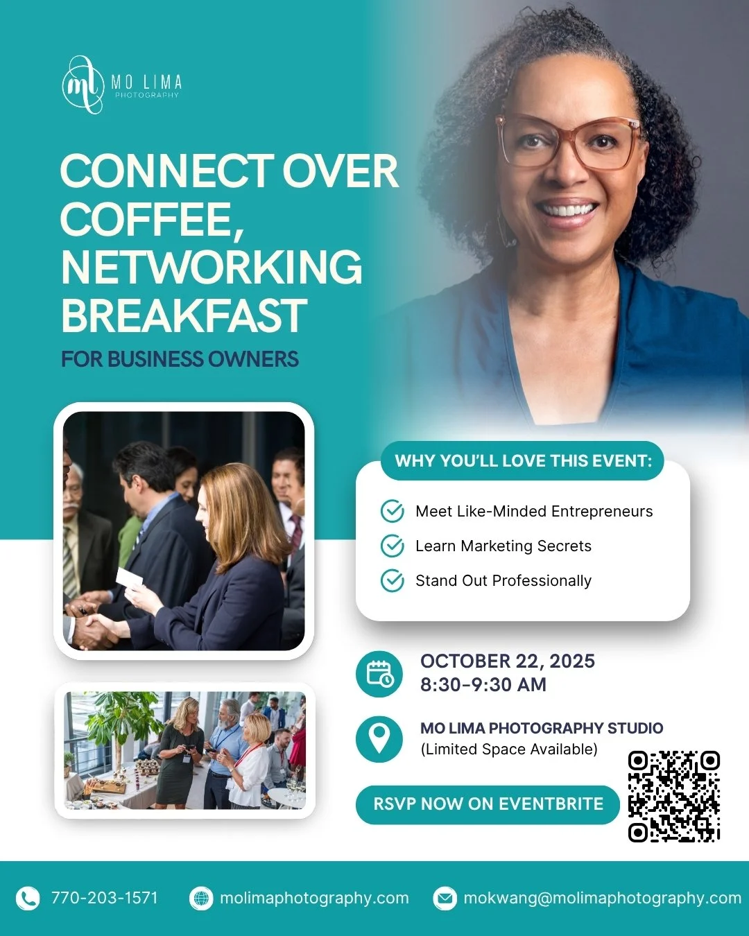 ⏳ Just 1 Week to Go! Are You Ready to Network?

📅 When: October 22, 2025 | 8:30&ndash;9:30 AM
📍 Where: Mo Lima Photography Studio (Only a Few Spots Left!)

We&rsquo;re just 7 days away from our business networking breakfast &mdash; your chance to c