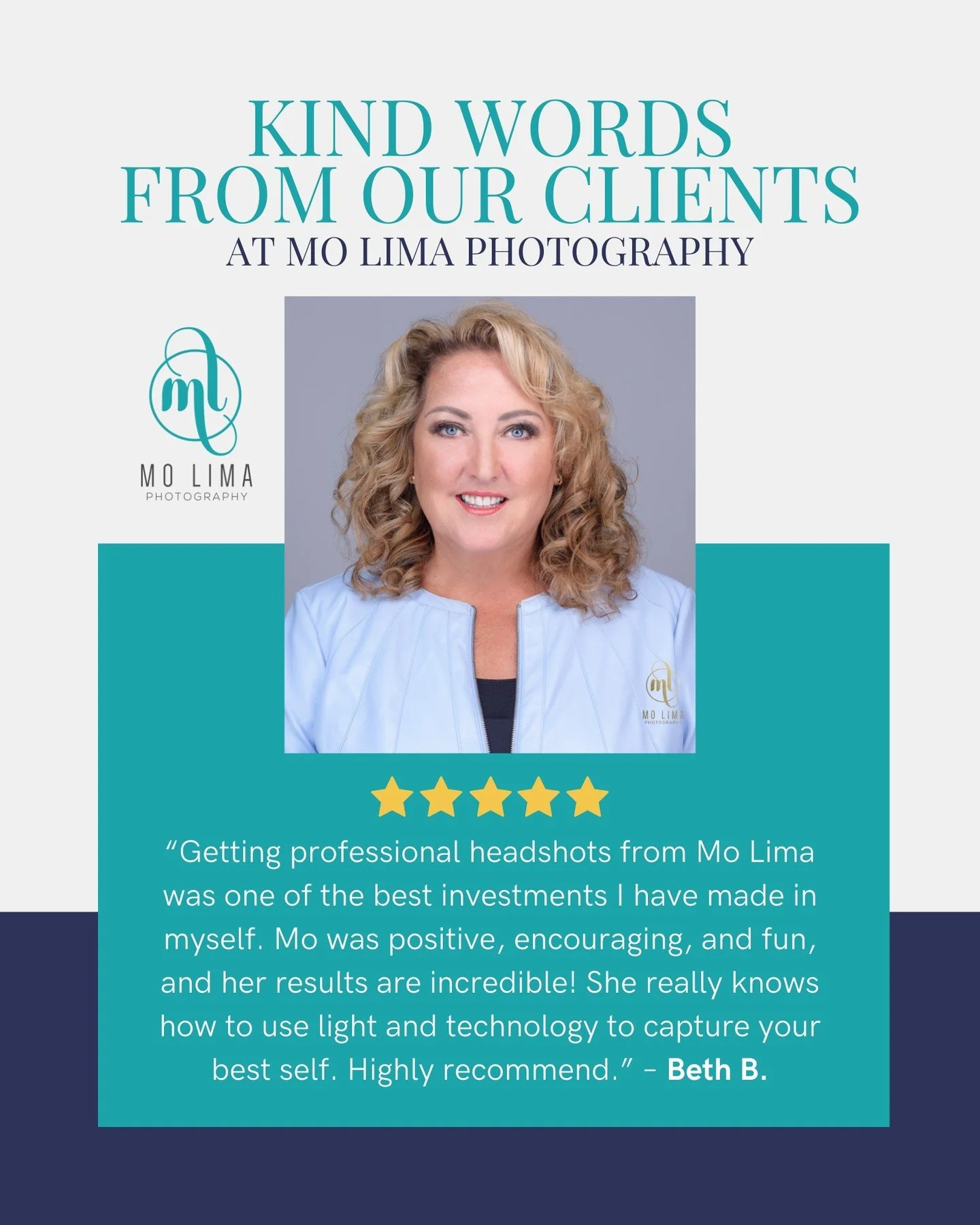 ✨ “Investing in professional headshots with Mo Lima was one of the best decisions I’ve made for myself.” – Beth B.
Your image is often the very first introduction to your personal or professional brand. That’s why at Mo