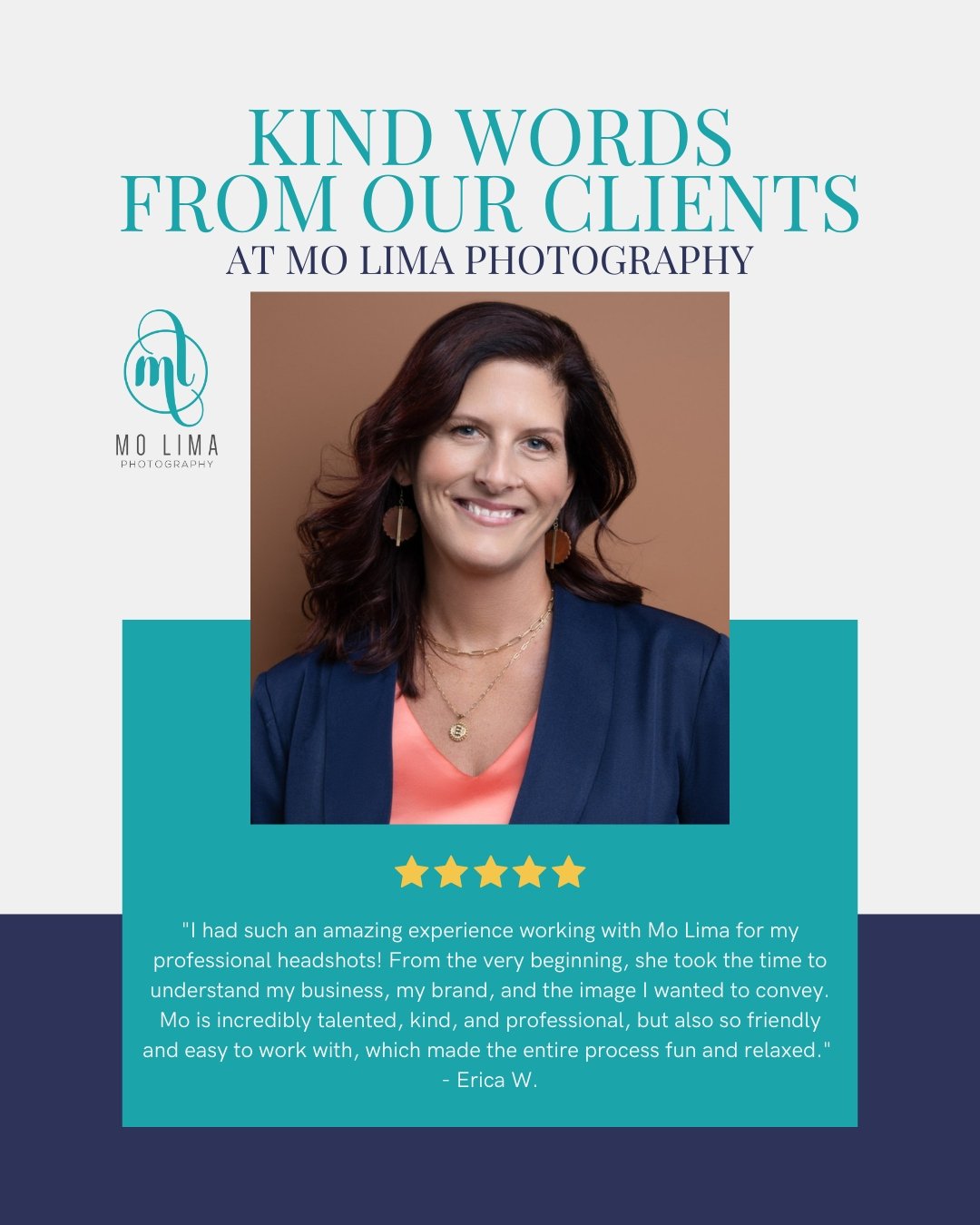 We love making clients look and feel great for their photo session. And make it a point to understand what they need!

Here's what Erica Wood had to say.
&quot;I had such an amazing experience working with Mo Lima for my professional headshots! From 