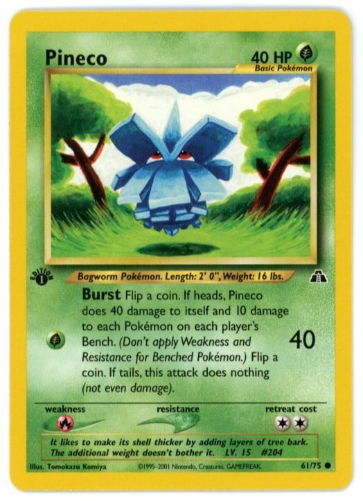 Pineco 61/75 1st Edition Neo Discovery Pokémon Single Card