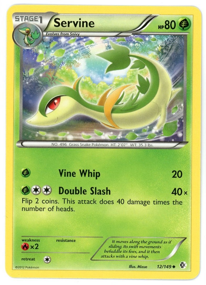 Servine 12/149 Boundaries Crossed Pokémon Single Card