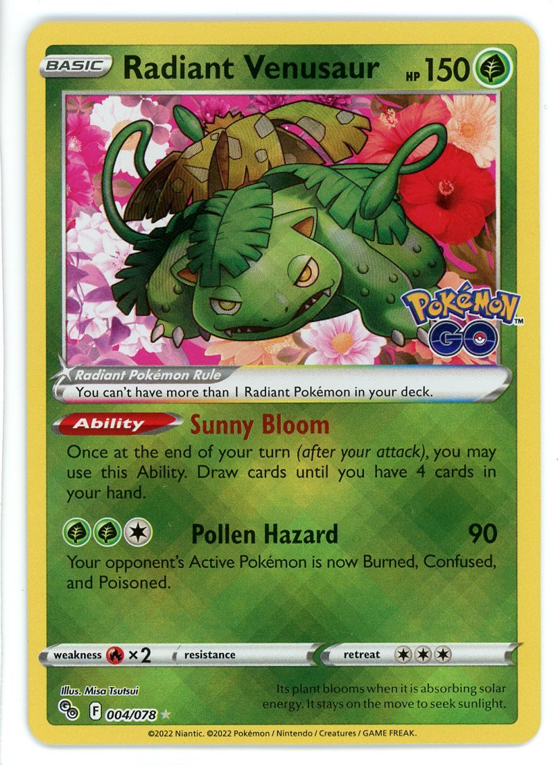 Radiant Venusaur Holo 004/078 Pokémon Go Single Pokémon Card