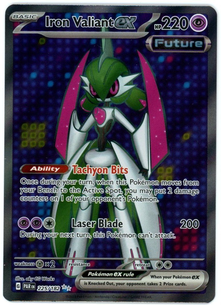 Iron Valiant ex Holo 225/182 Paradox Rift Pokémon Single Card