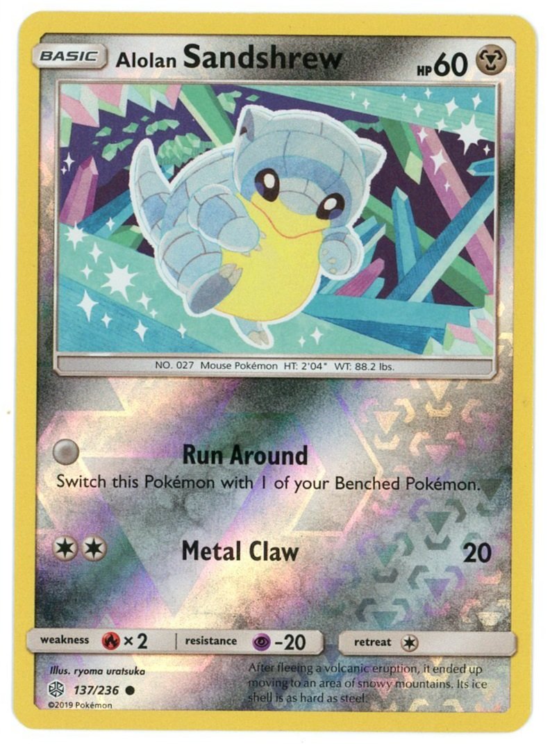 Alolan Sandshrew Reverse Holo 137/236 Cosmic Eclipse Pokémon Single Card