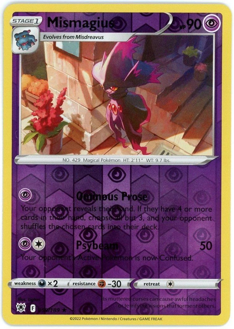 Mismagius Reverse Holo 59/189 Astral Radiance Single Pokémon Card
